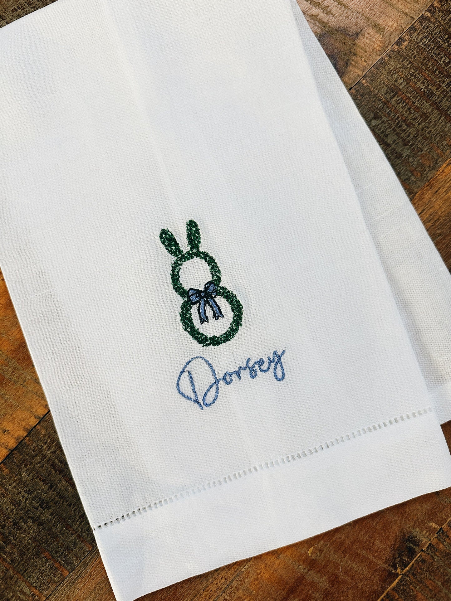 Boxwood Bunny Linen Tea Towel