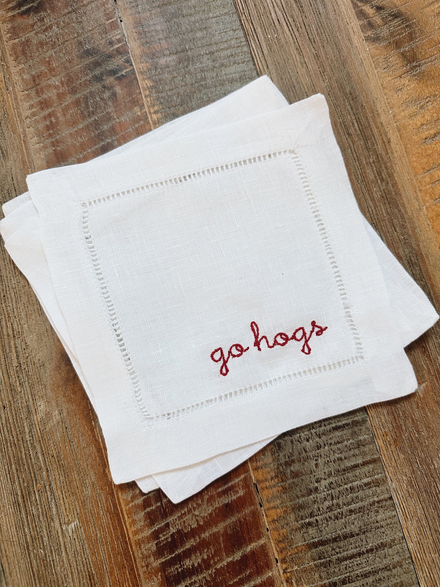 Go Hogs Arkansas Linen Cocktail Napkins