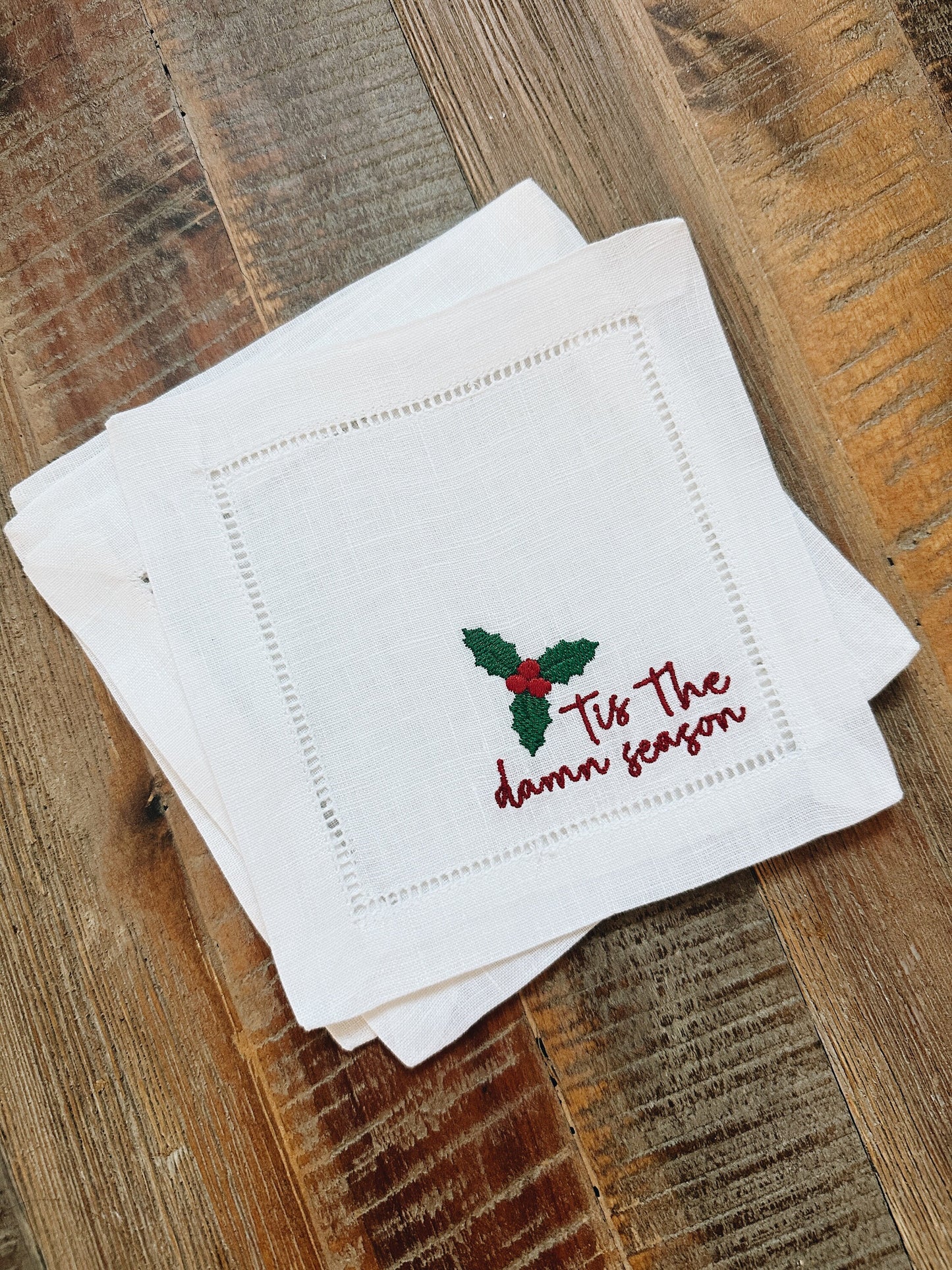 Tis The Damn Season Linen Cocktail Napkins