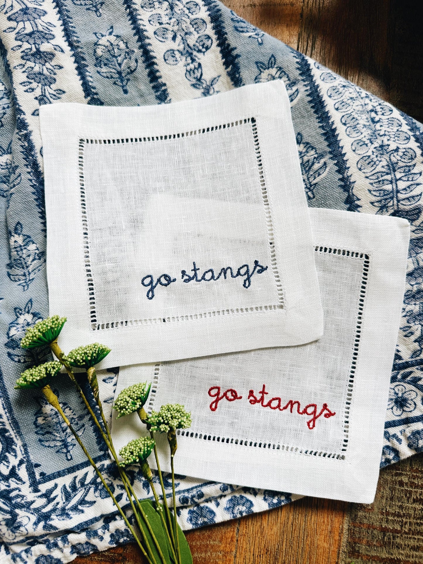 Go Stangs SMU Linen Cocktail Napkins