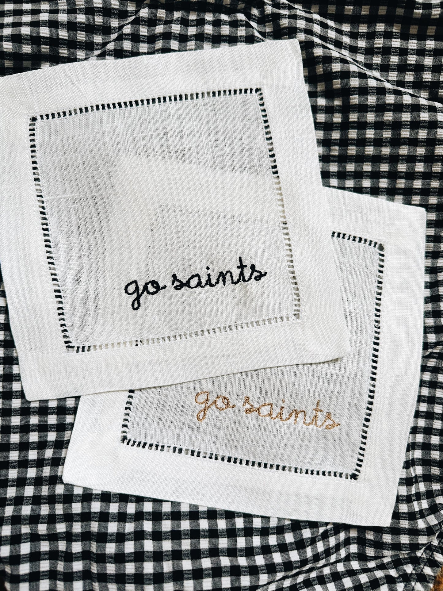 Go Saints New Orleans Linen Cocktail Napkins