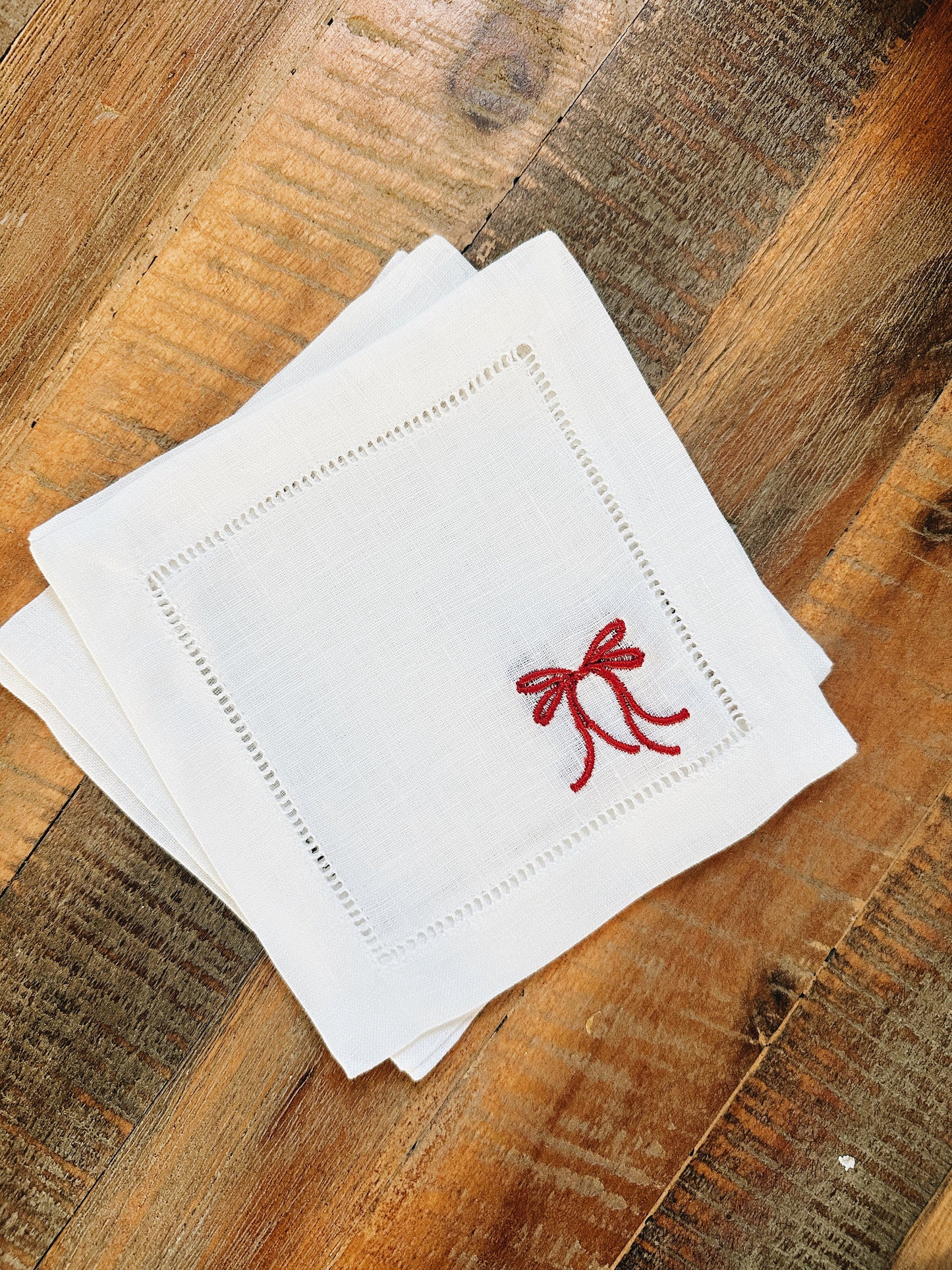 Simple Bow Linen Cocktail Napkins