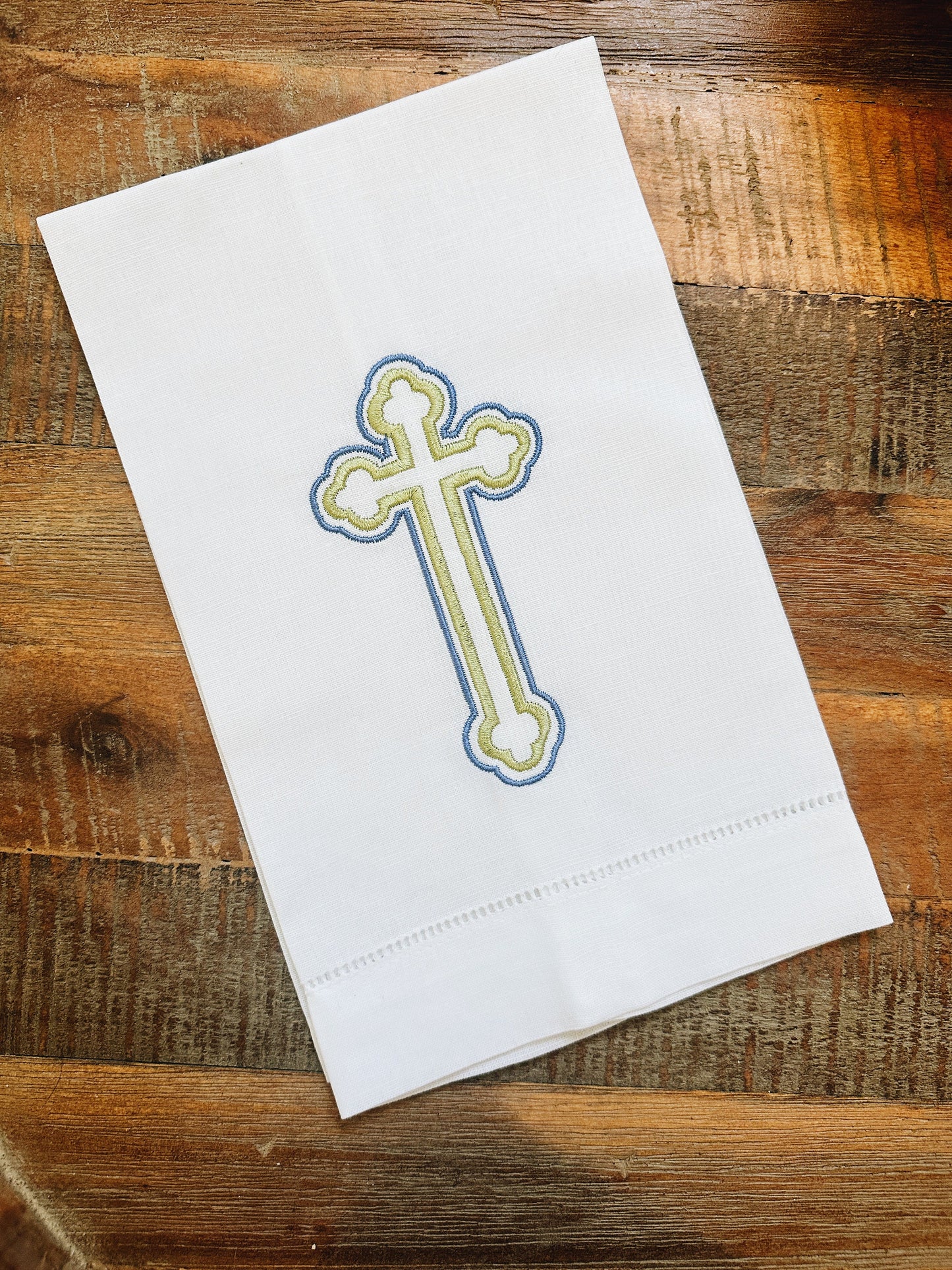 Easter Cross Linen Tea Towel