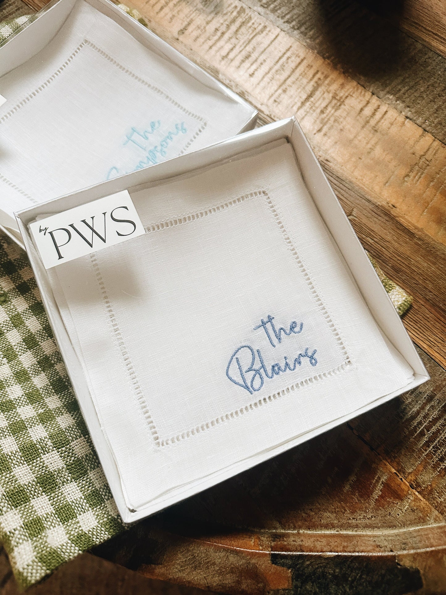 Simple Last Name Linen Cocktail Napkins