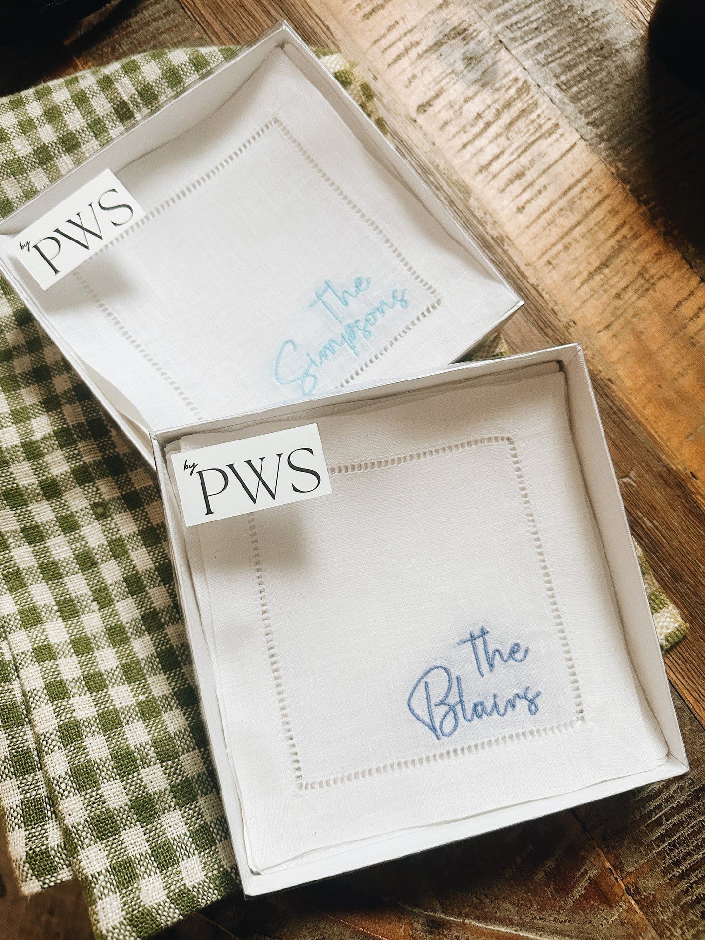 Simple Last Name Linen Cocktail Napkins