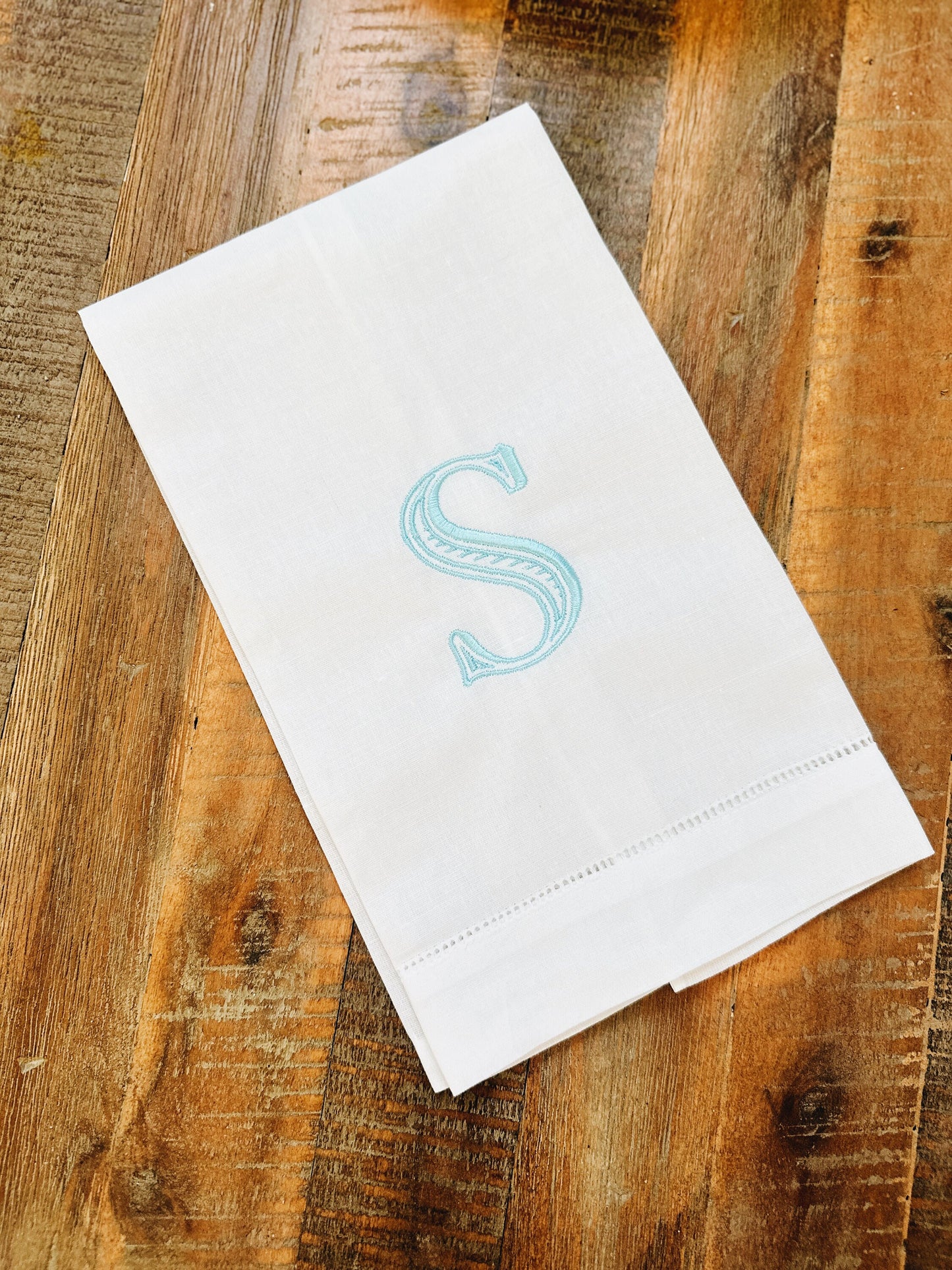 Single Initial Linen Tea Towel - Ryan Ribbed
