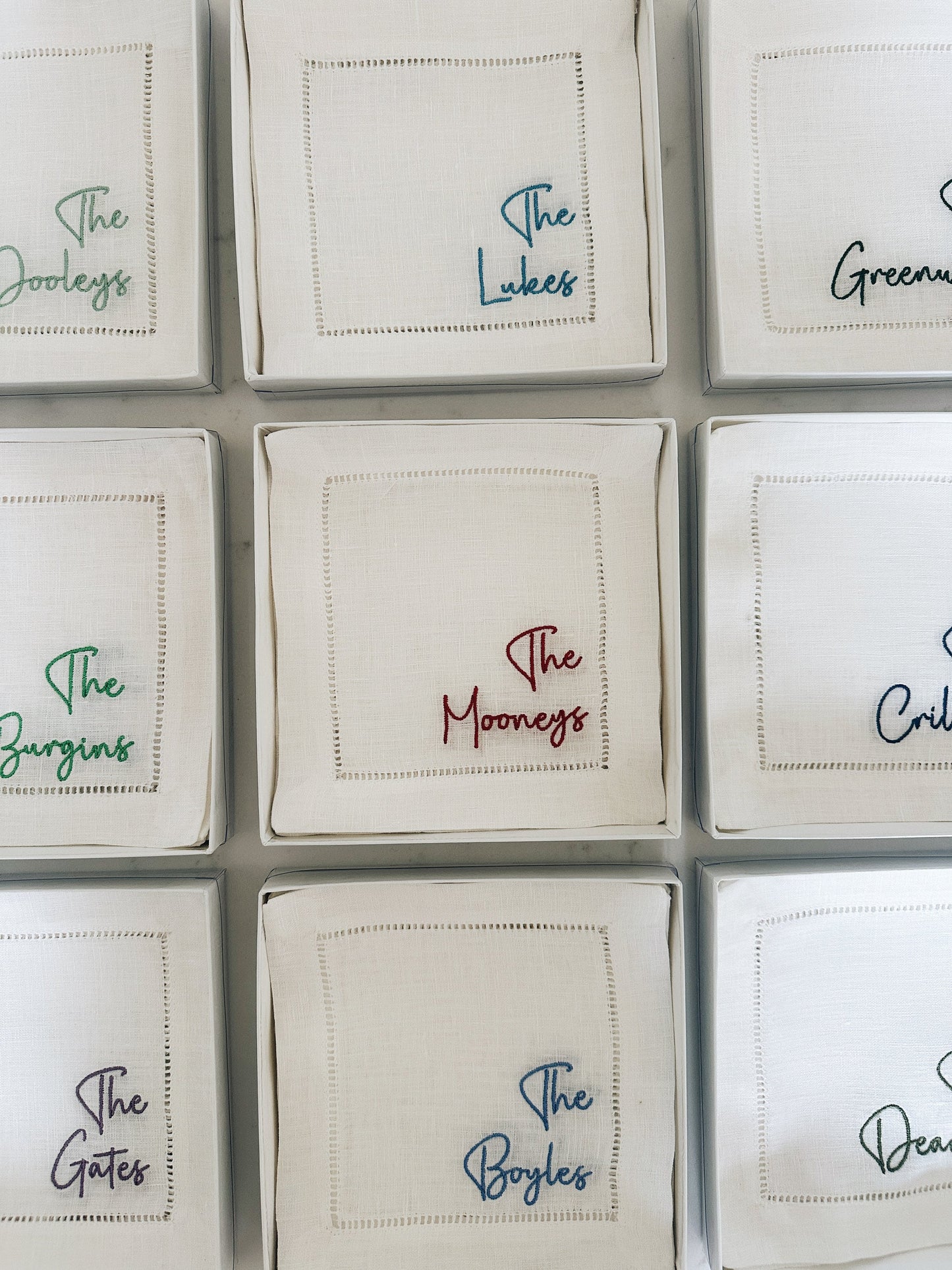 Simple Last Name Linen Cocktail Napkins