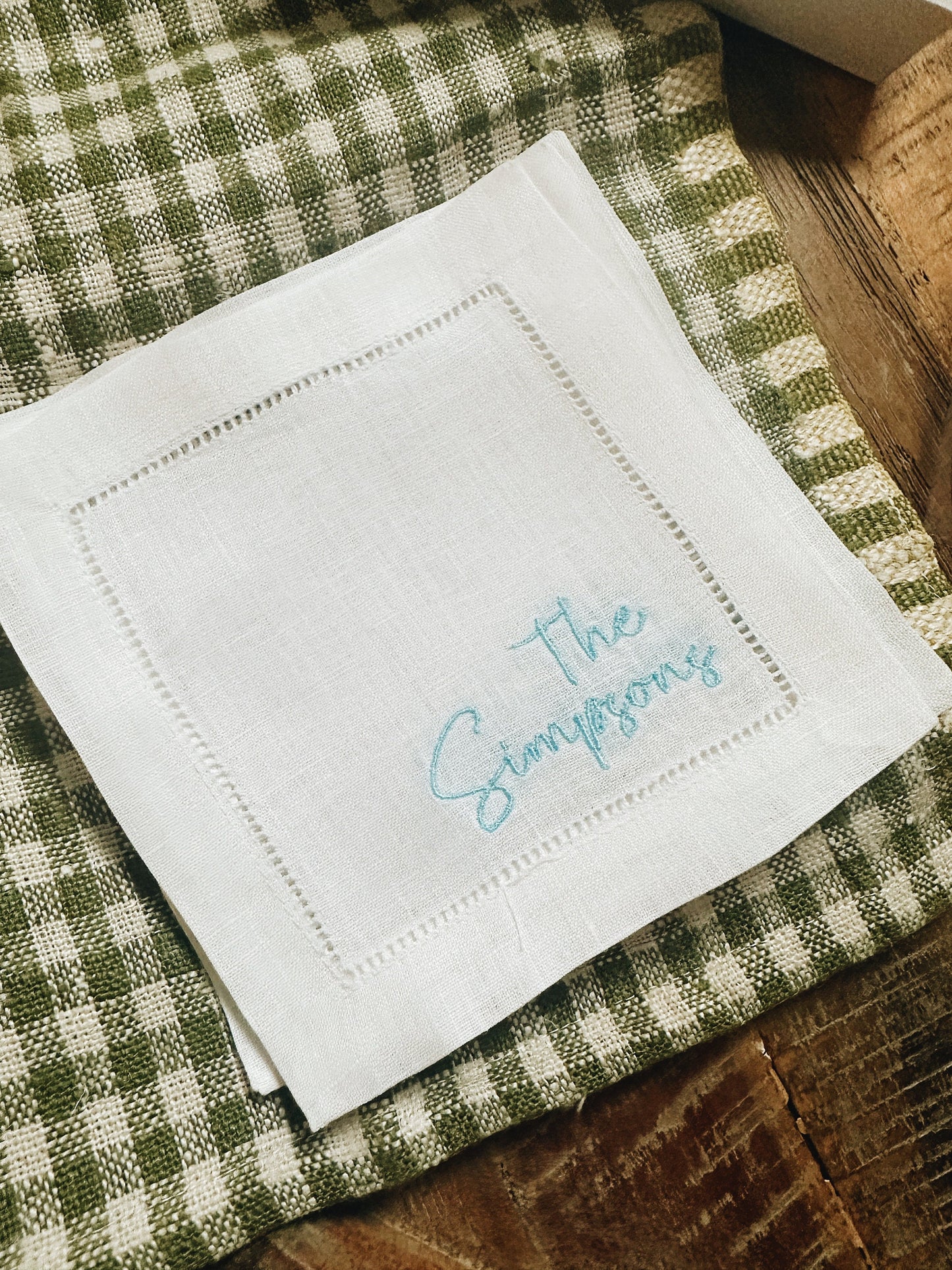 Simple Last Name Linen Cocktail Napkins