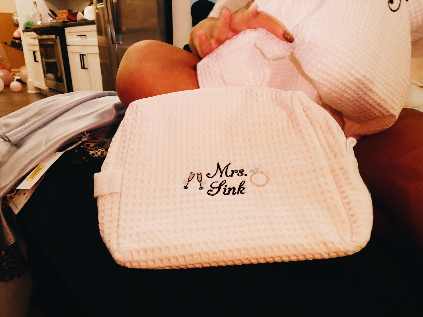 Bridal Waffle Knit Makeup Bag