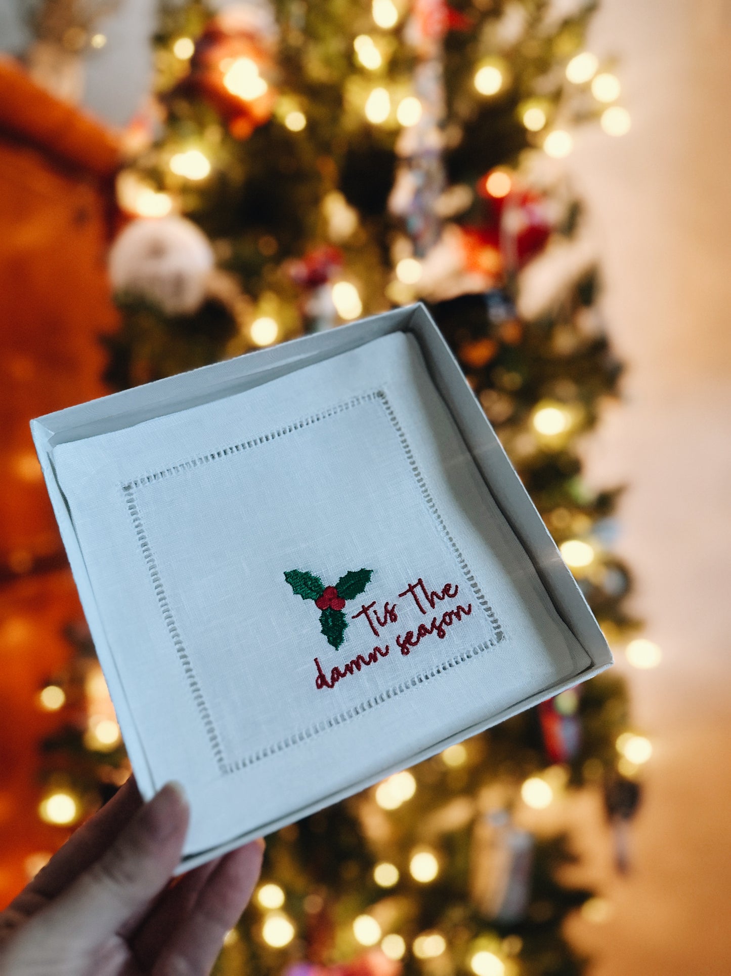 Tis The Damn Season Linen Cocktail Napkins