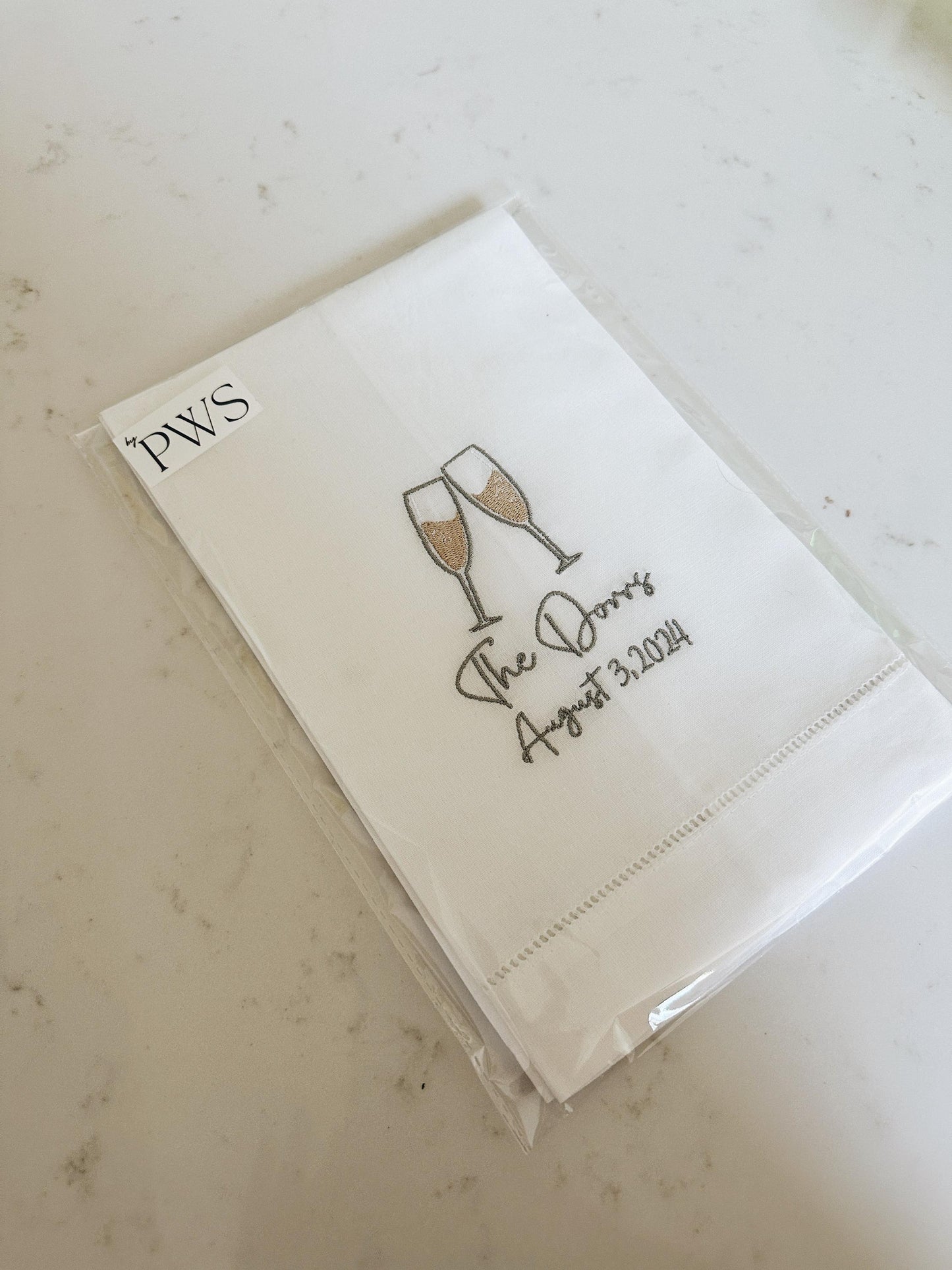Champagne Flutes Linen Tea Towel