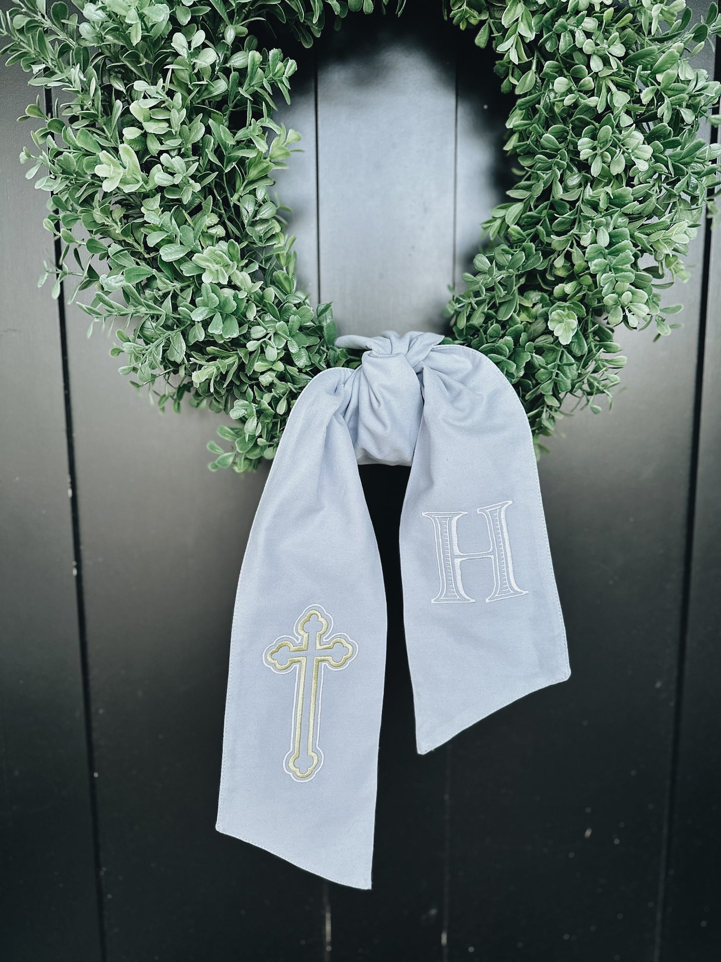 Easter Cross Wreath Sash - Blue