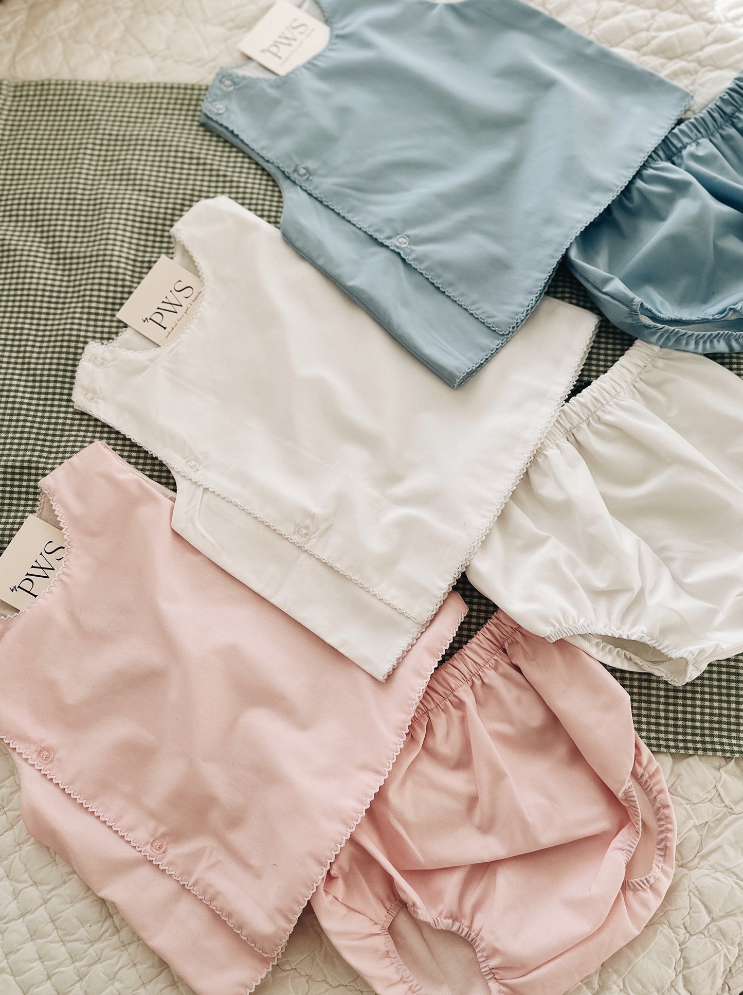 Picot Trim Diaper Set - Pink