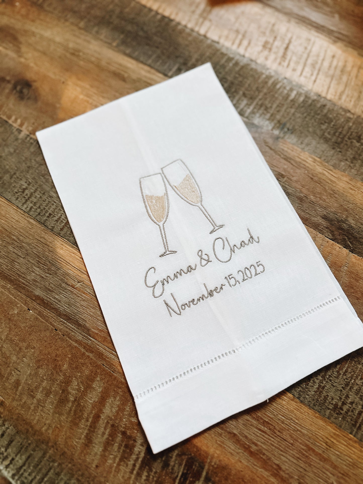 Champagne Flutes Linen Tea Towel