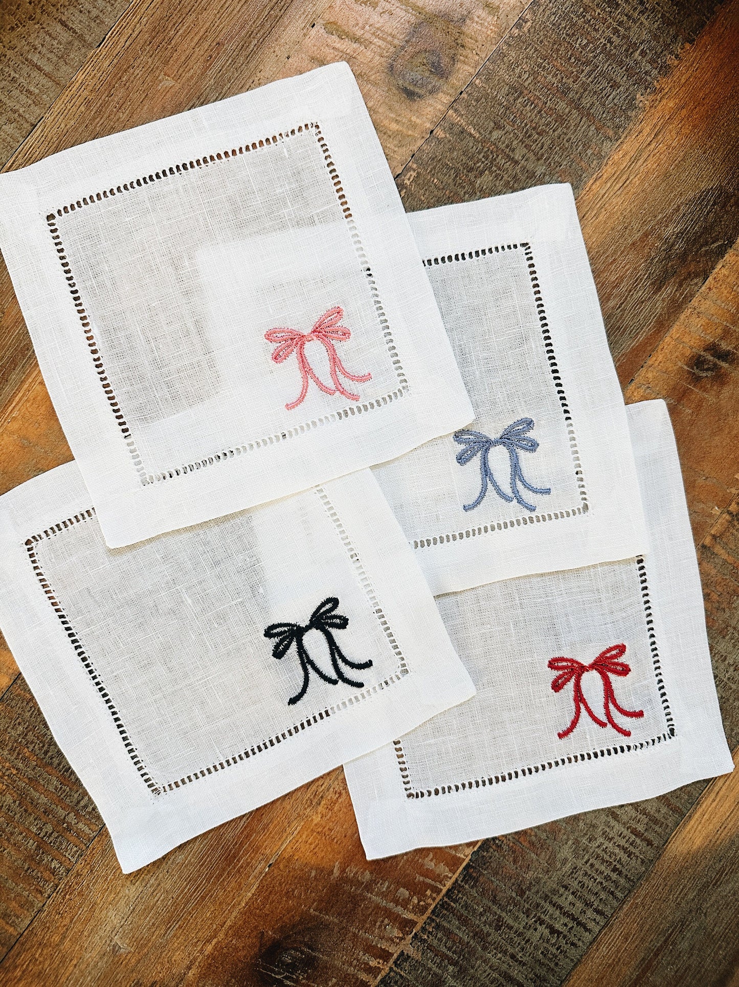 Simple Bow Linen Cocktail Napkins
