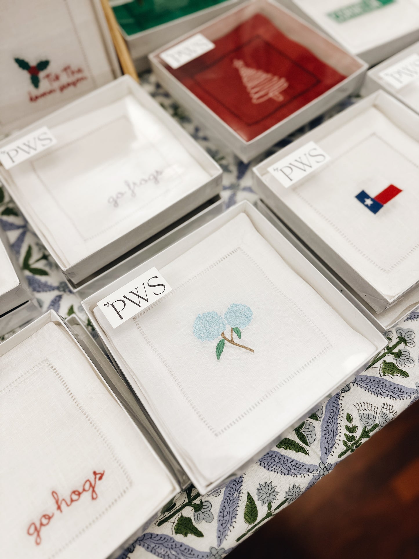 Hydrangea Linen Cocktail Napkins