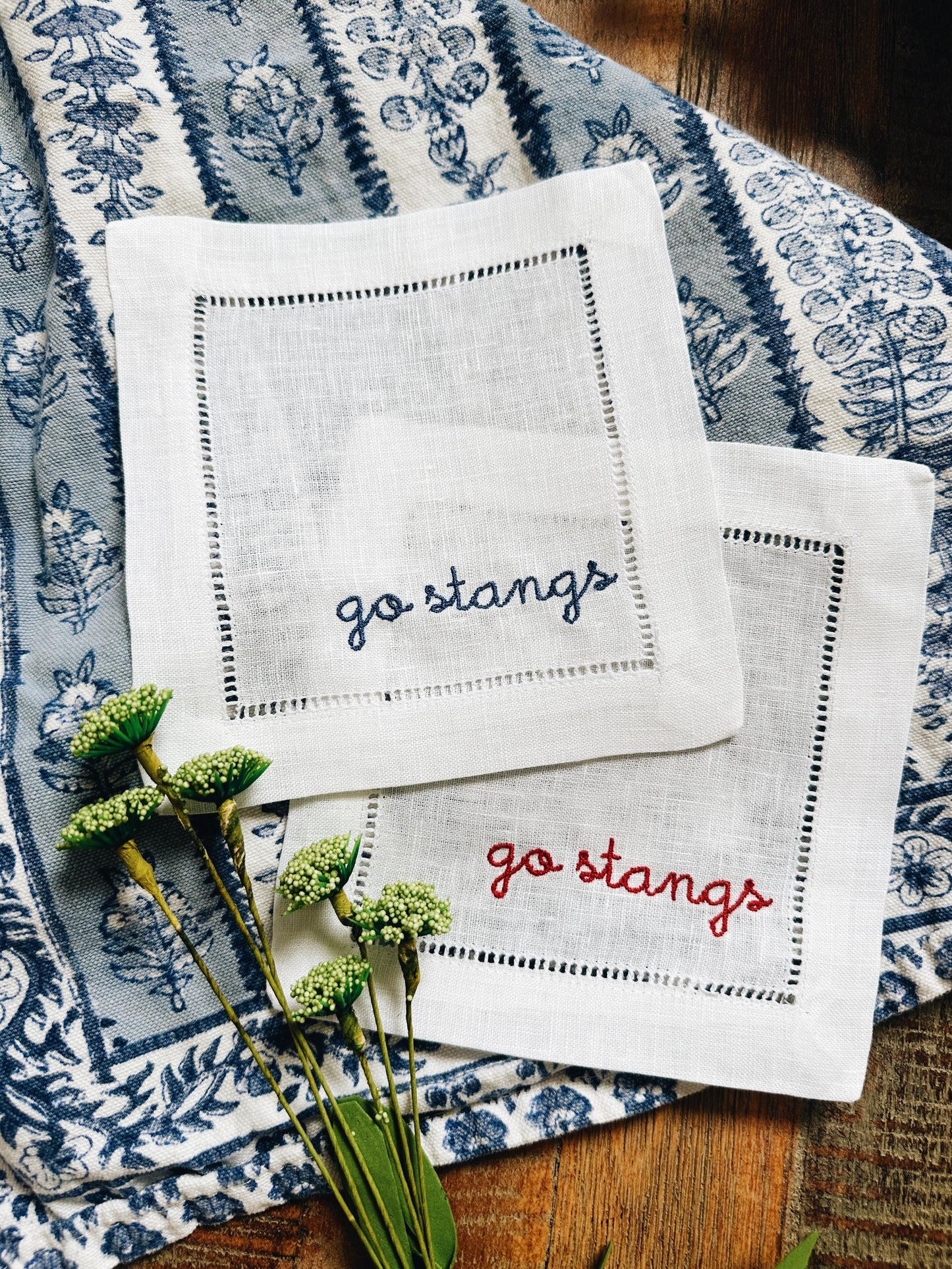 Go Stangs SMU Linen Cocktail Napkins