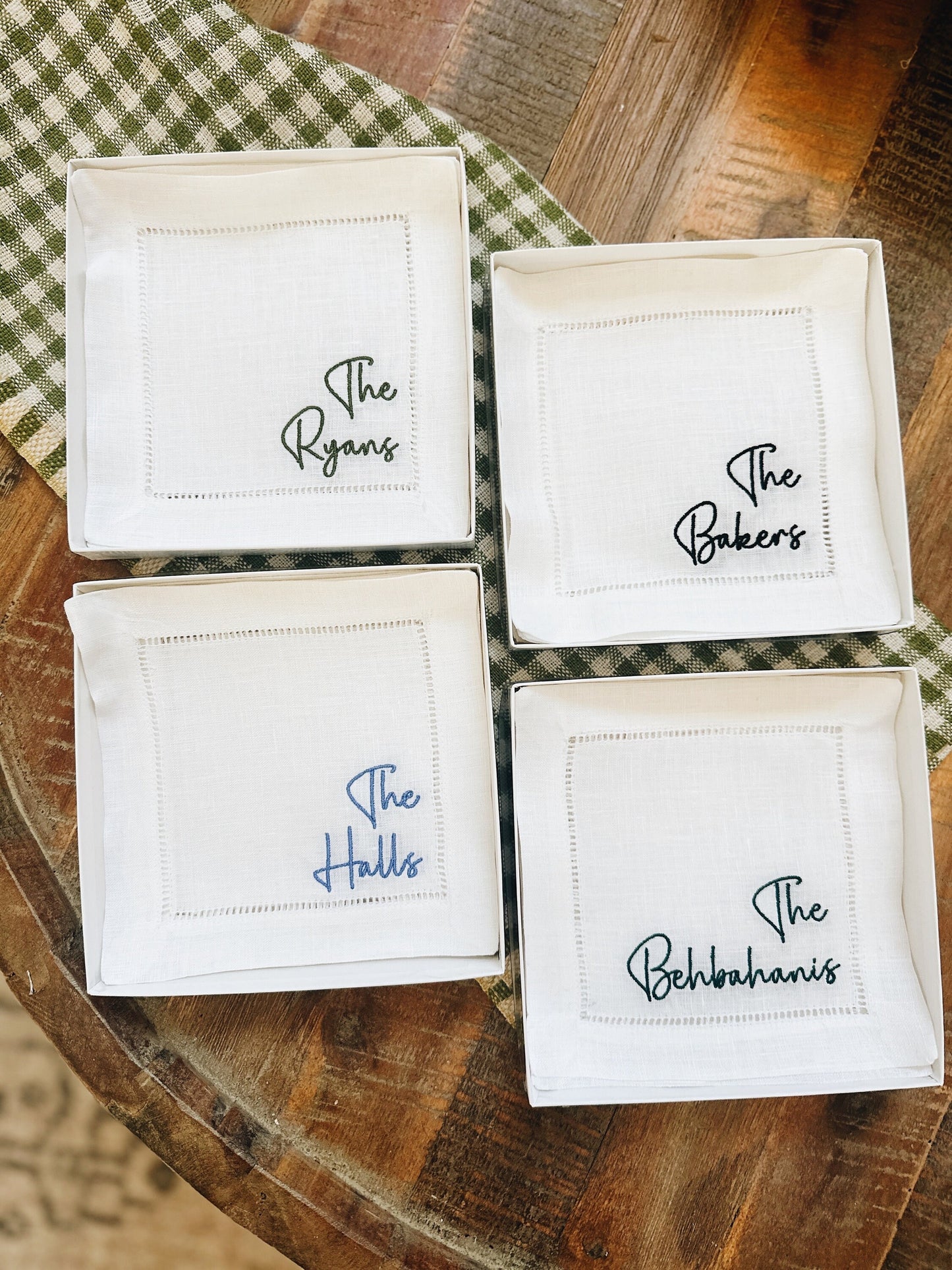 Simple Last Name Linen Cocktail Napkins