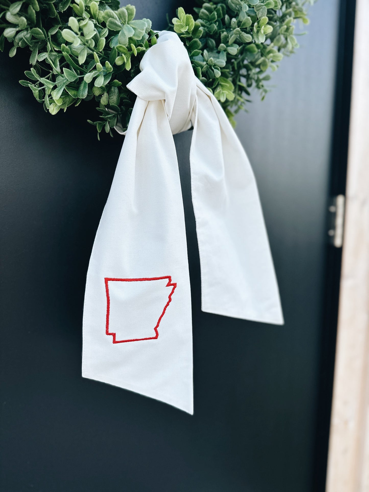 Arkansas Wreath Sash - White