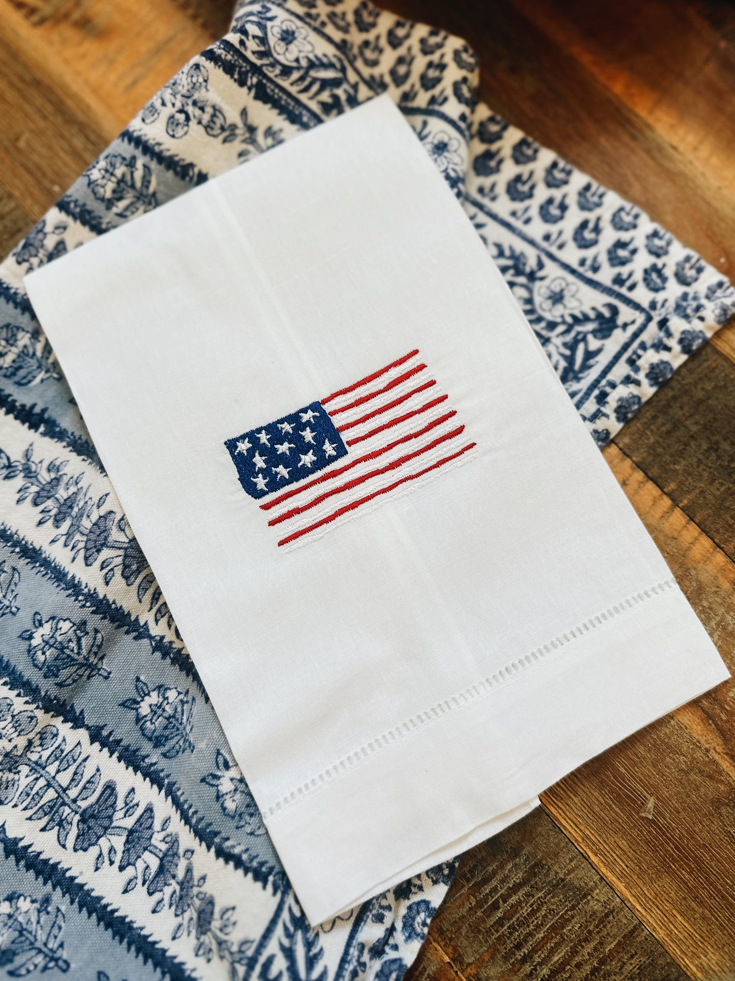 American Flag Linen Tea Towel