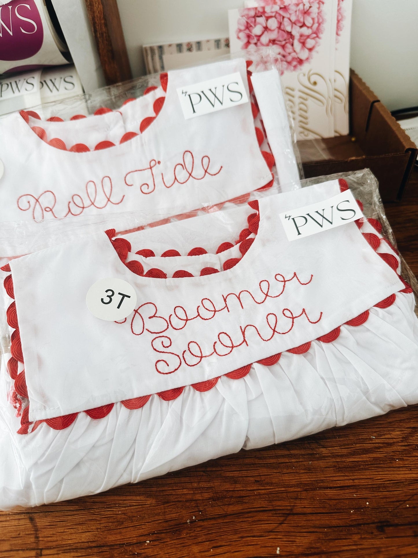Red Scallop Trim Toddler Dress