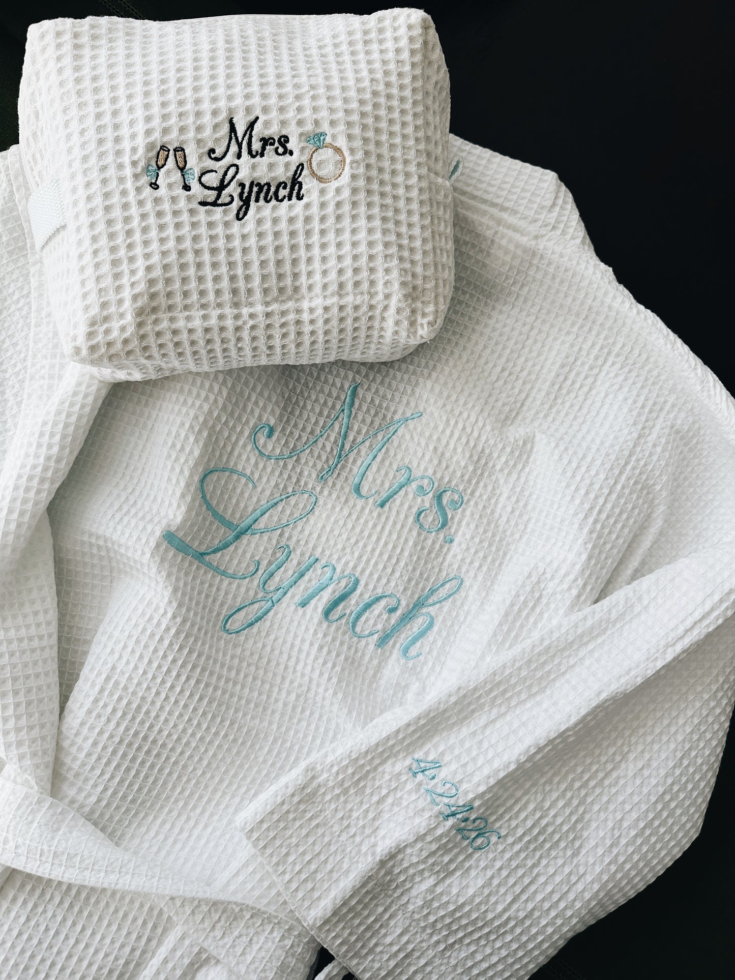 Bridal Waffle Knit Makeup Bag