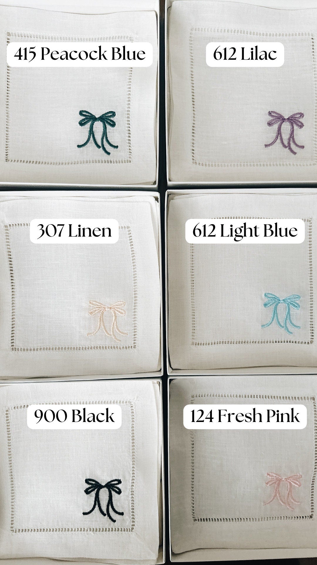 Simple Bow Linen Cocktail Napkins
