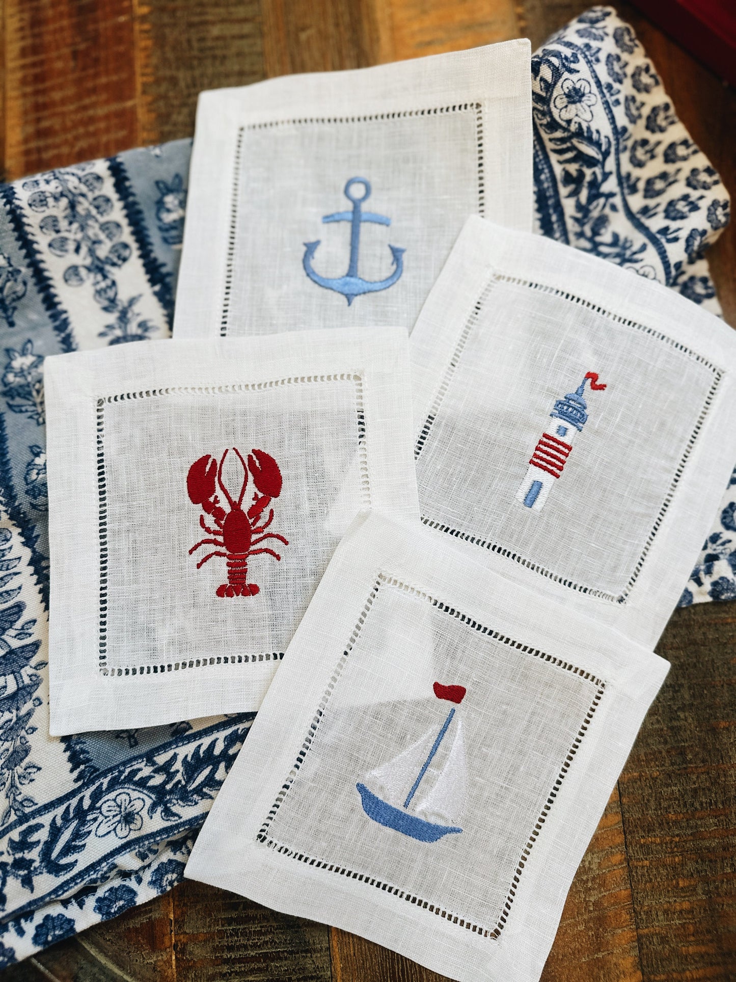 New England Summer Linen Cocktail Napkins