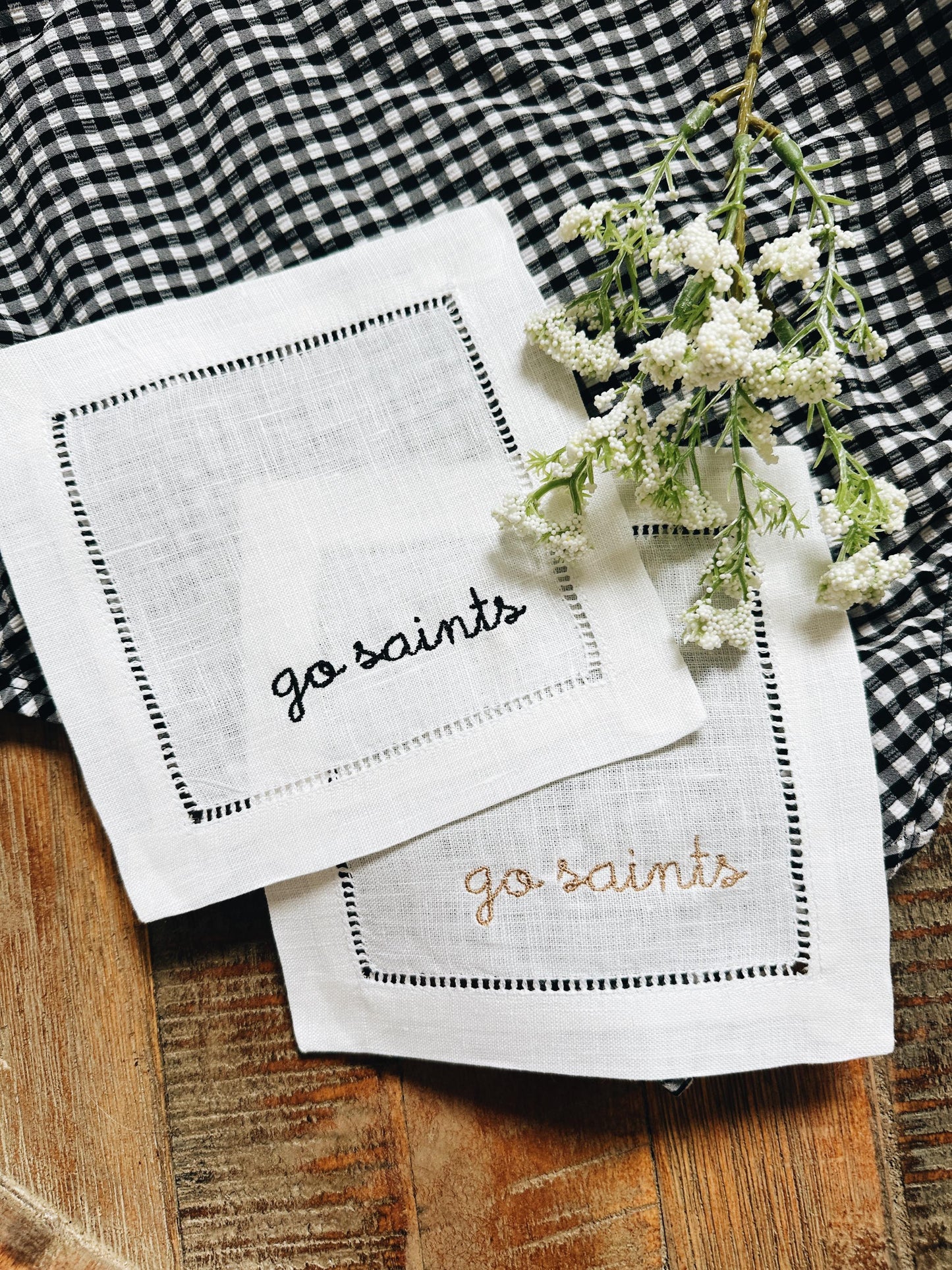 Go Saints New Orleans Linen Cocktail Napkins