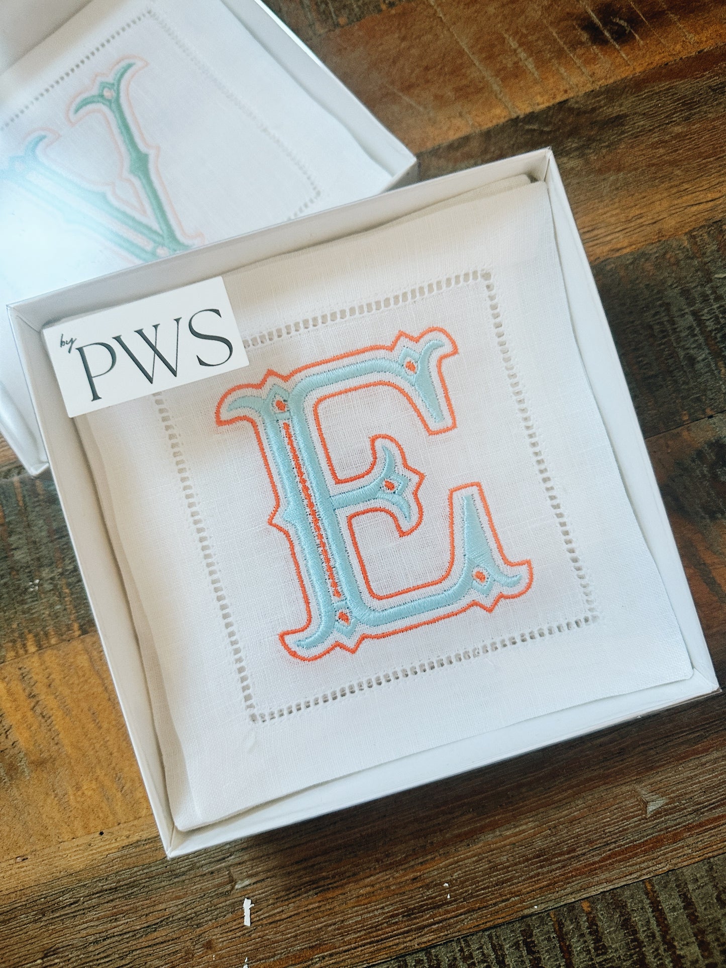 Single Letter Initial Linen Cocktail Napkins - Bess (Multicolor)