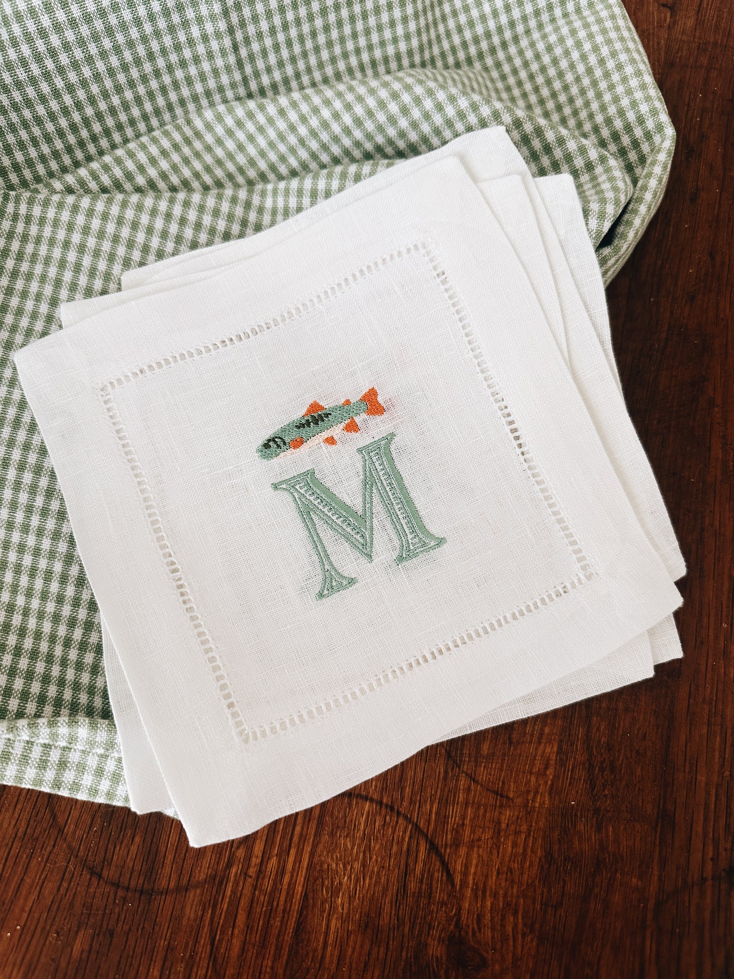 Single Initial with Fish Napkins