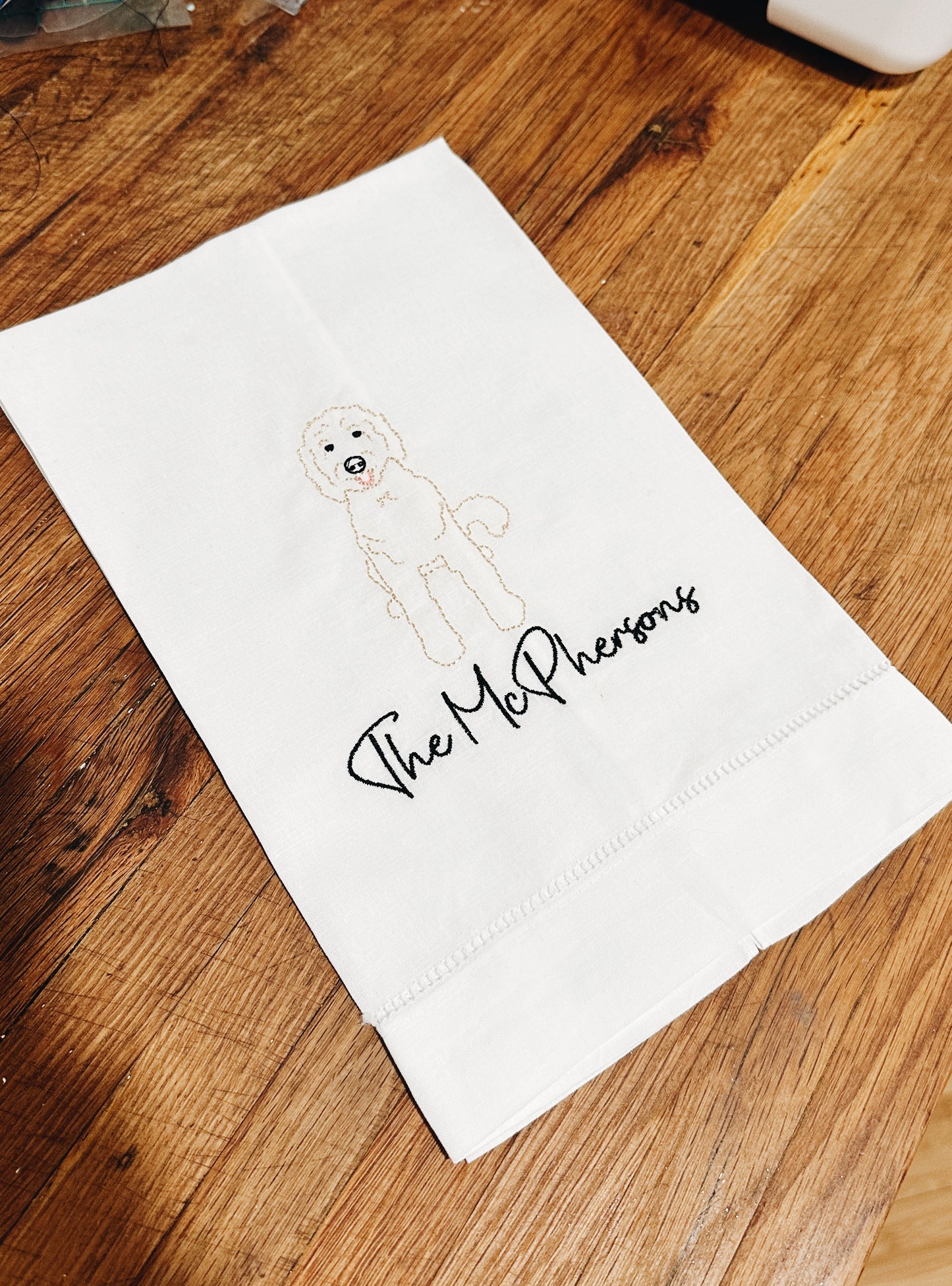 Personalized Doodle Linen Tea Towel