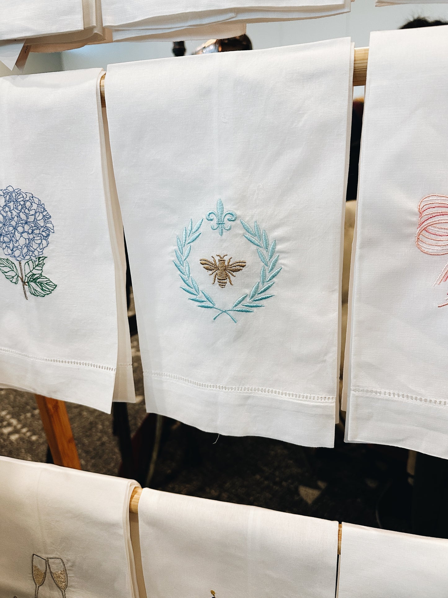Fleur De Lis Bee Linen Tea Towel