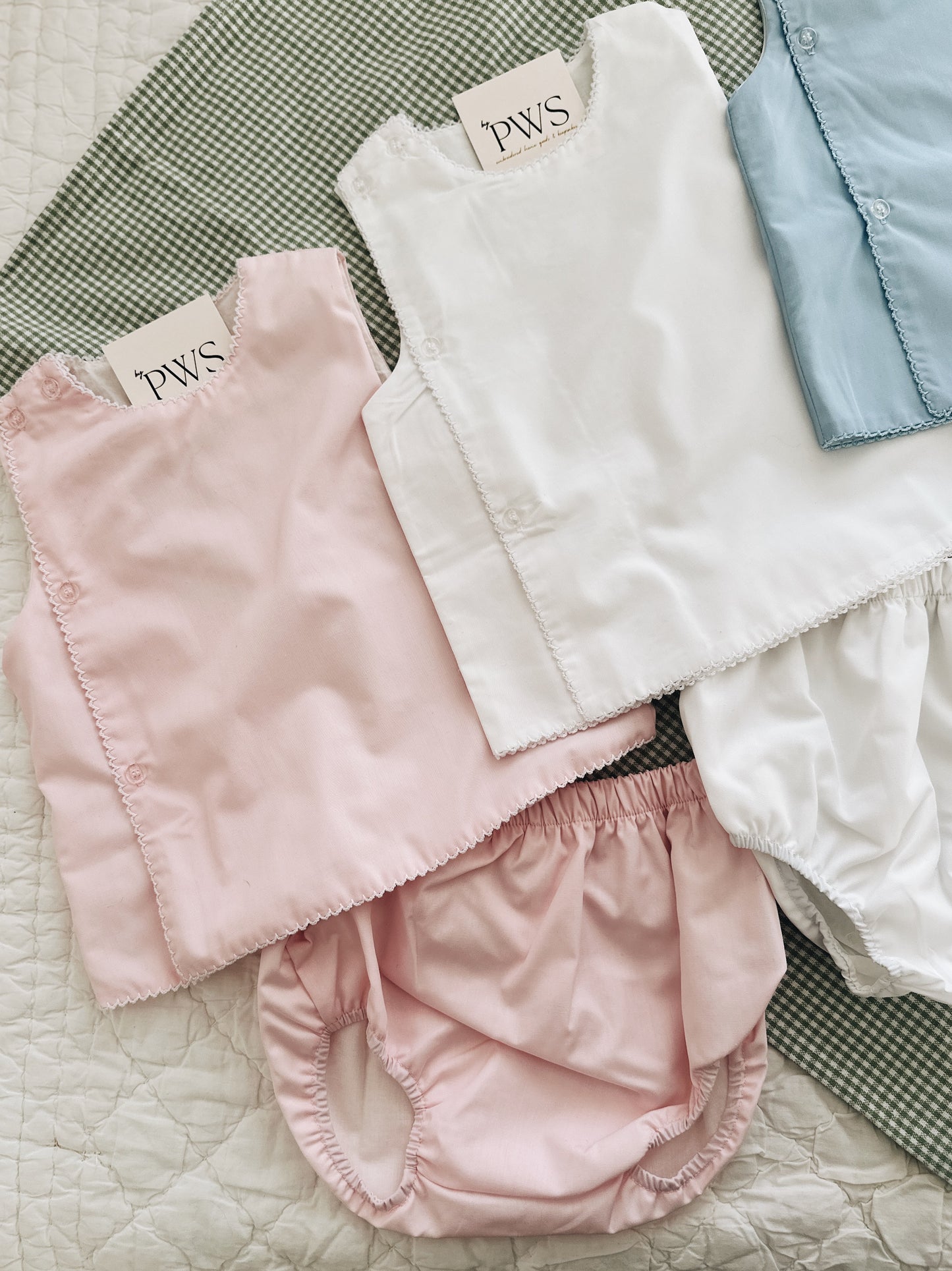Picot Trim Diaper Set - Pink