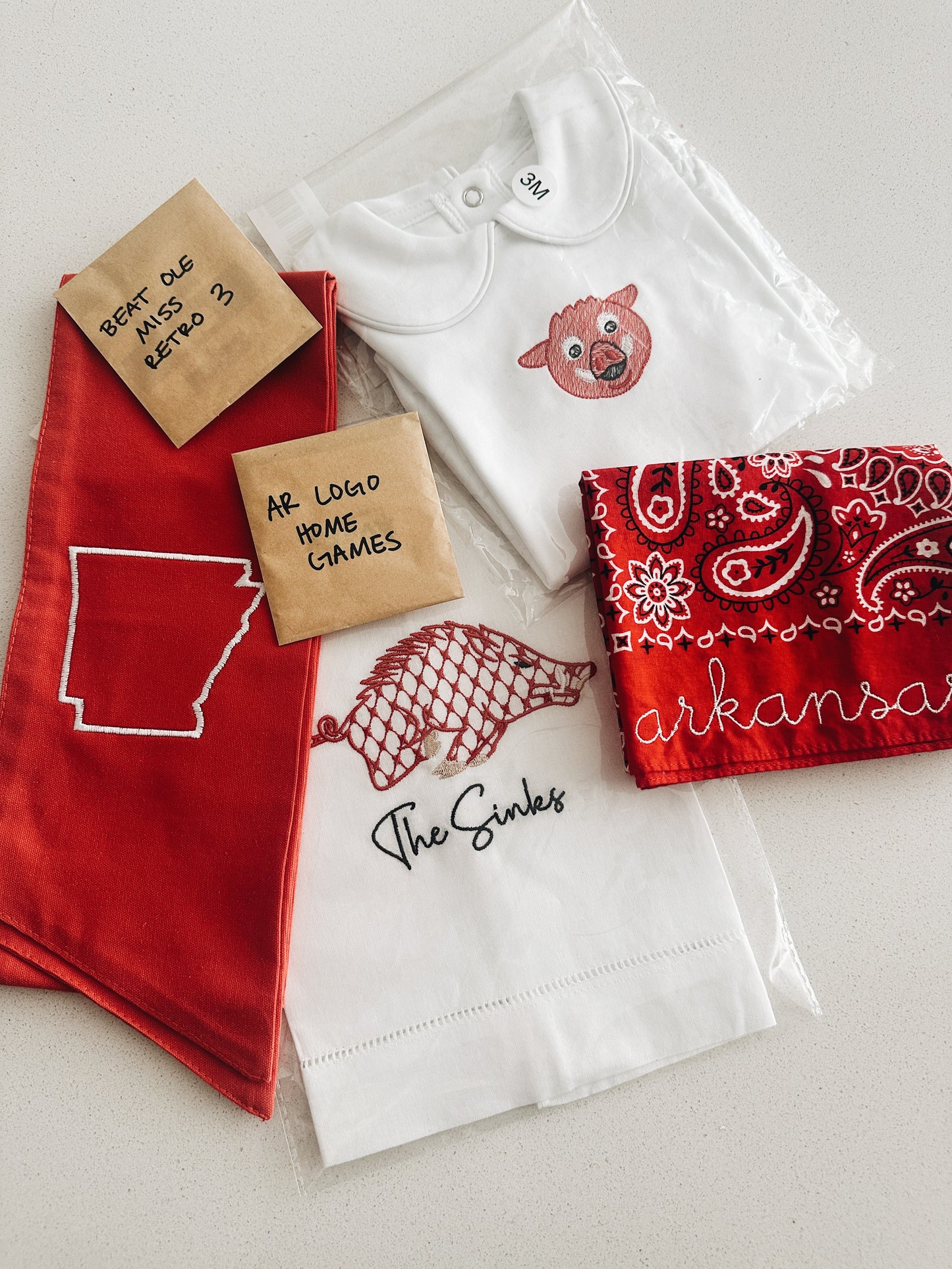Personalized Chic Arkansas Razorback Linen Tea Towel