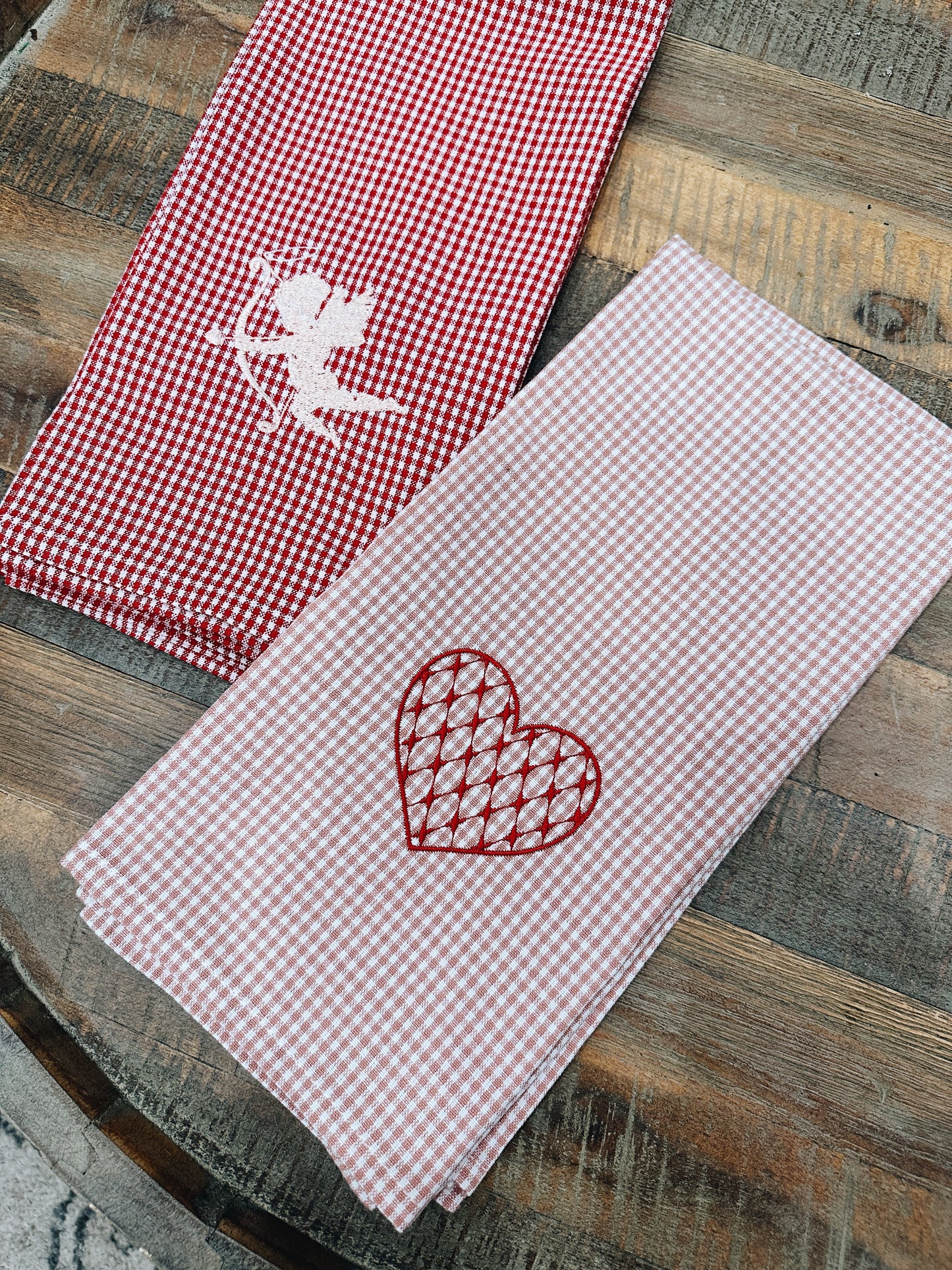 Cupid Gingham Tea Towel