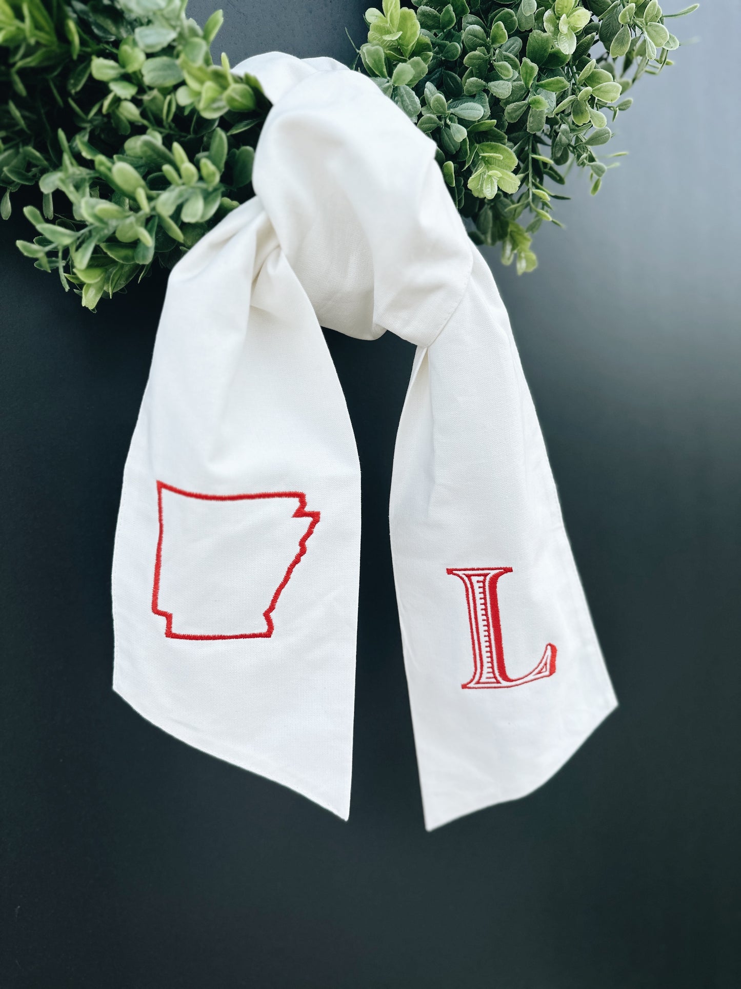 Arkansas Wreath Sash - White