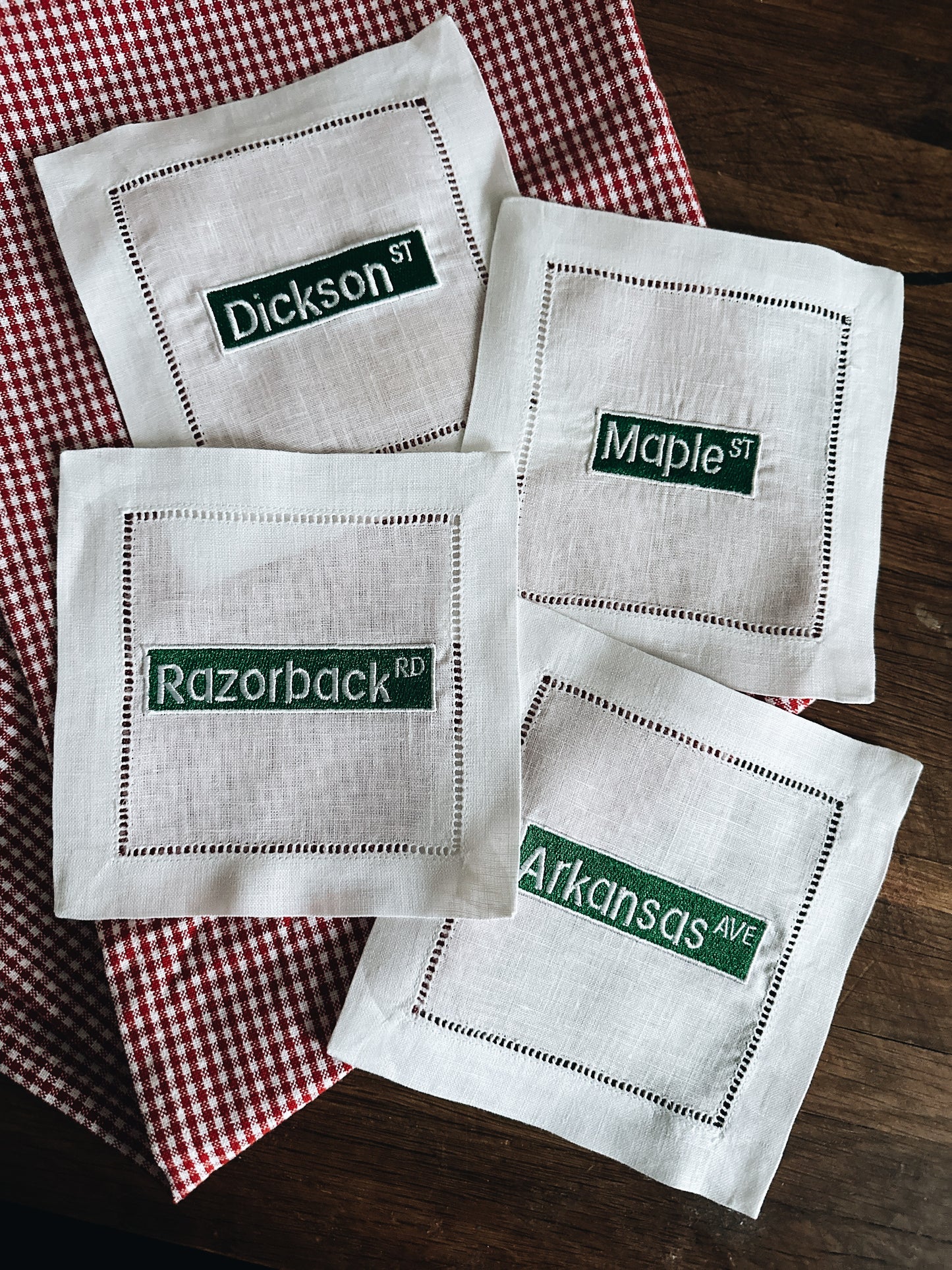 Fayetteville Street Signs Linen Cocktail Napkins