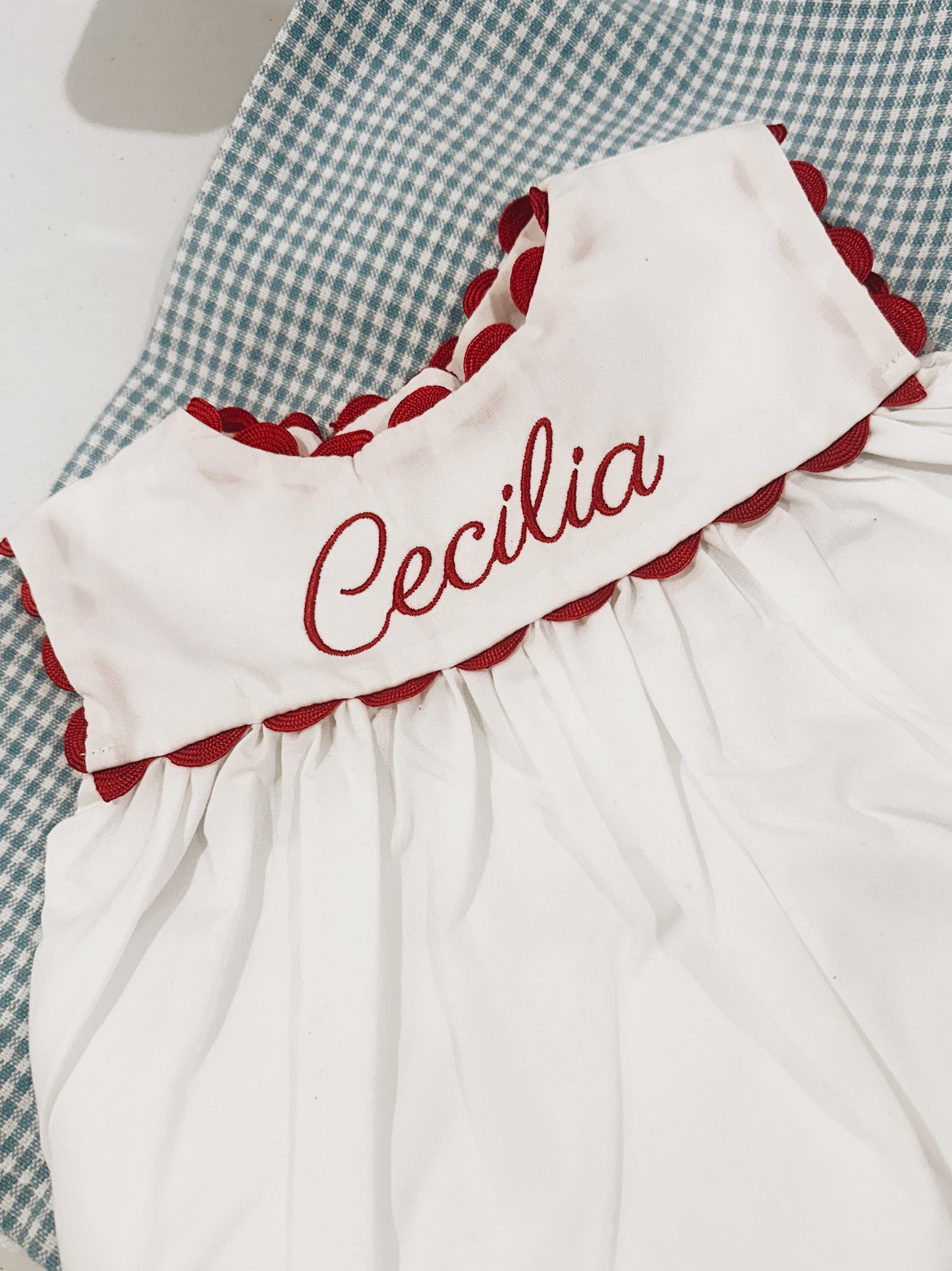 Red Scallop Trim Toddler Dress