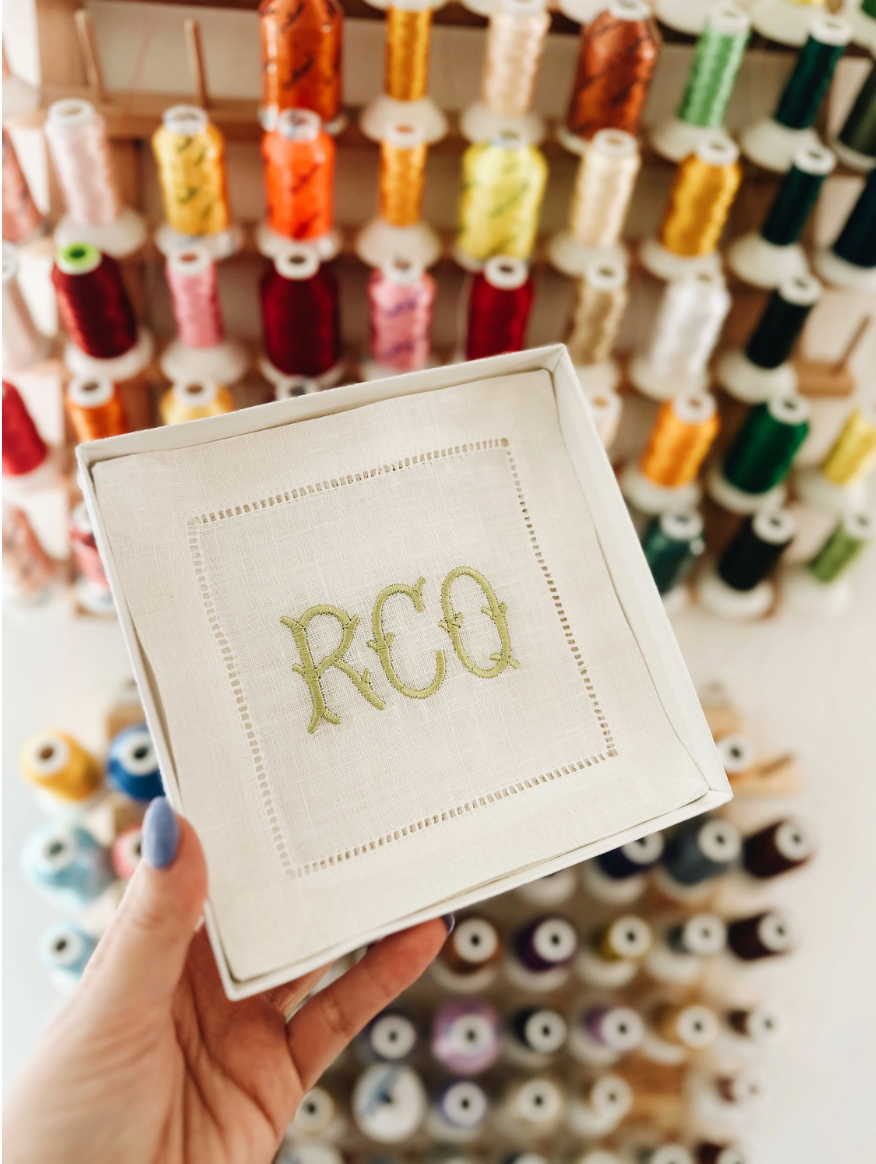 Three Letter Linen Cocktail Napkins - Blair