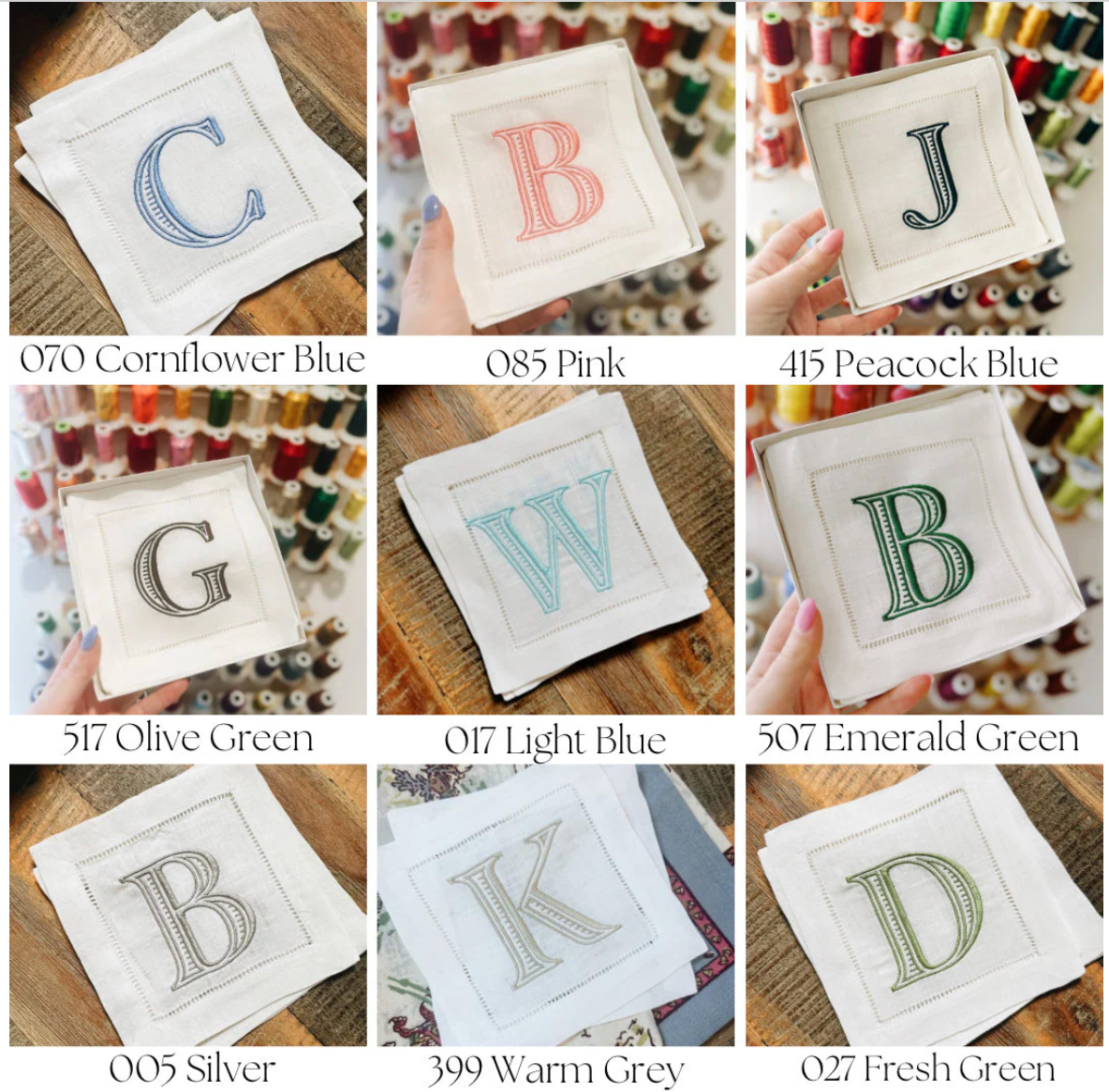 Single Letter Monogram Linen Cocktail Napkins - Ryan