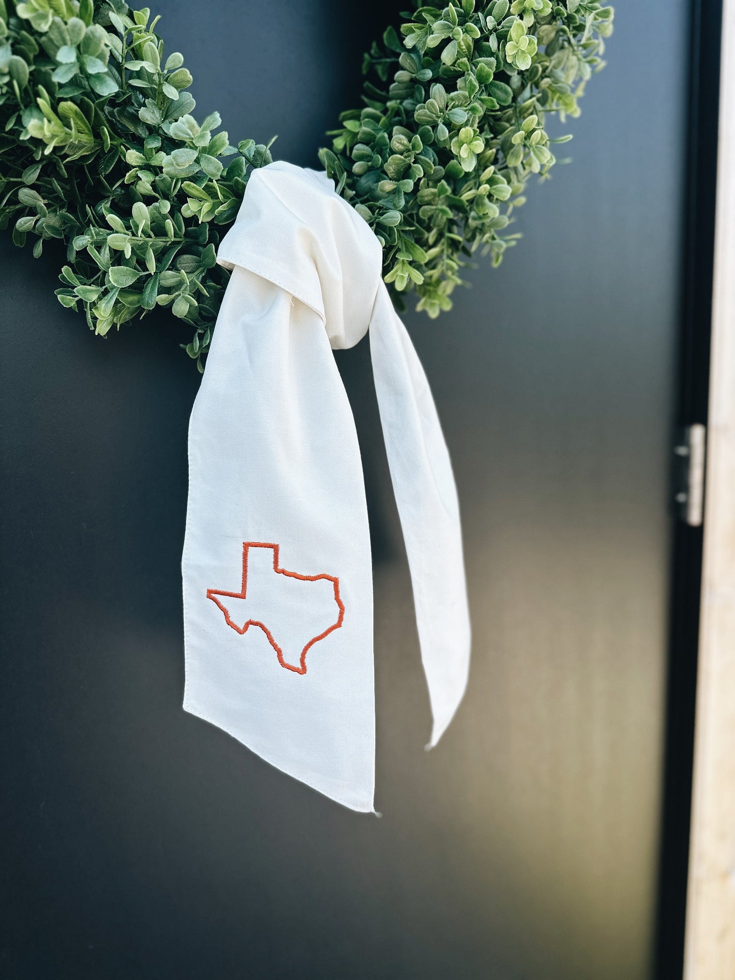 Texas Wreath Sash - White/Burnt Orange