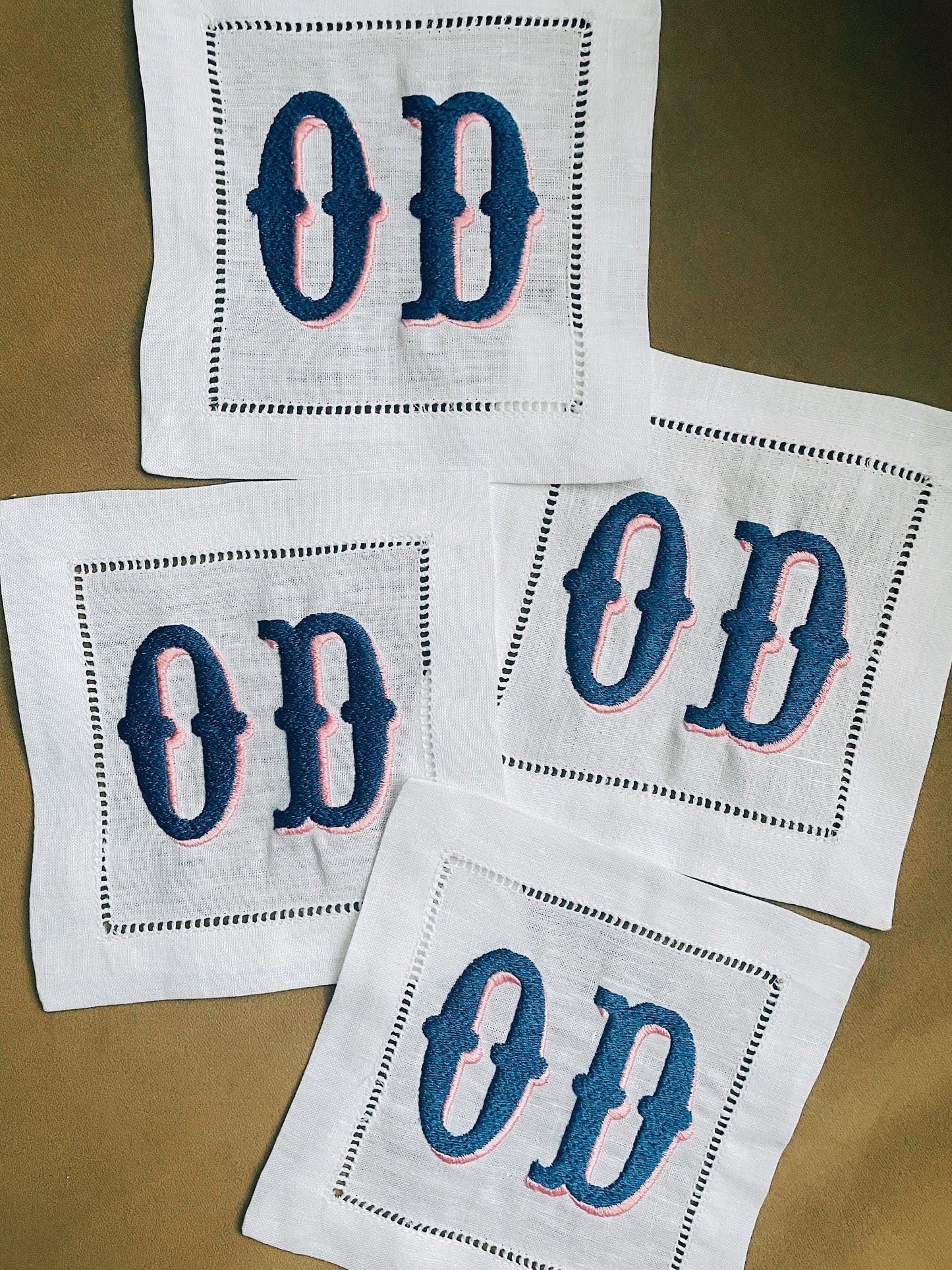 Two Letter Linen Cocktail Napkins - Western Shadow
