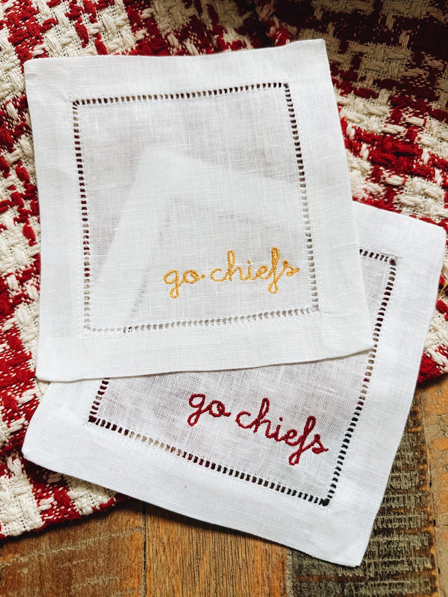 Go Chiefs Kansas City Linen Cocktail Napkins