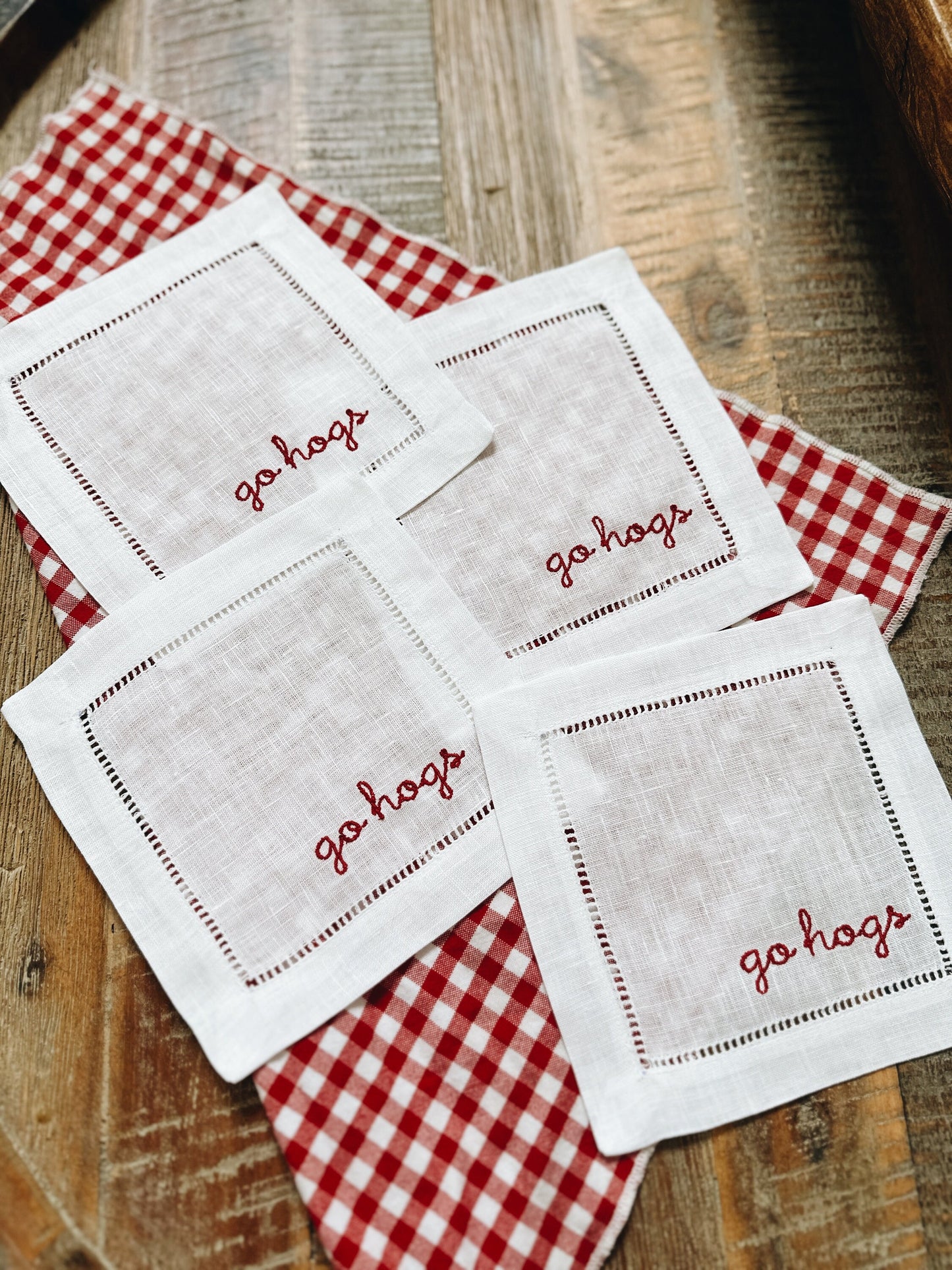 Go Hogs Arkansas Linen Cocktail Napkins
