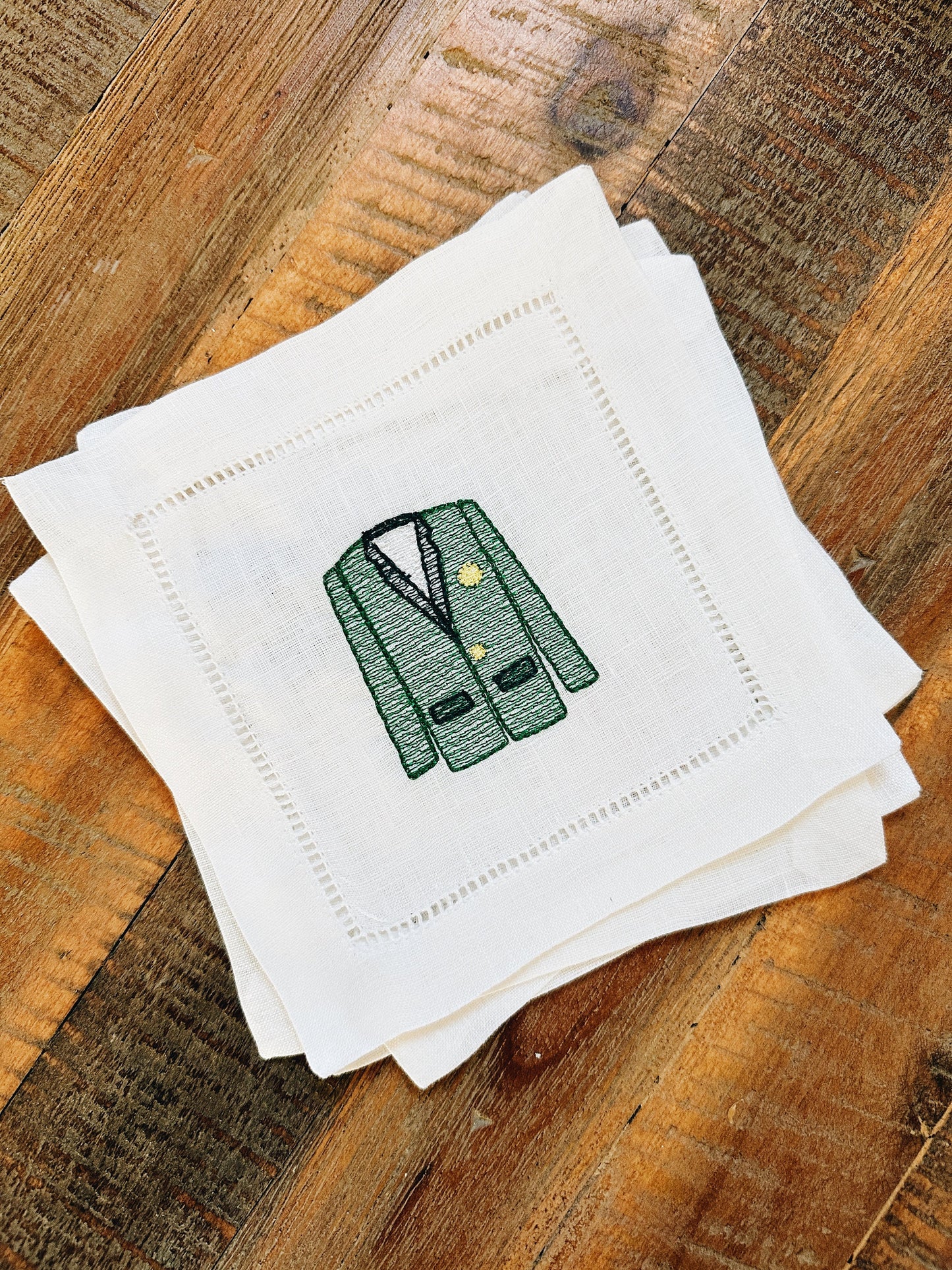 Golf Tournament Green Jacket Linen Cocktail Napkins