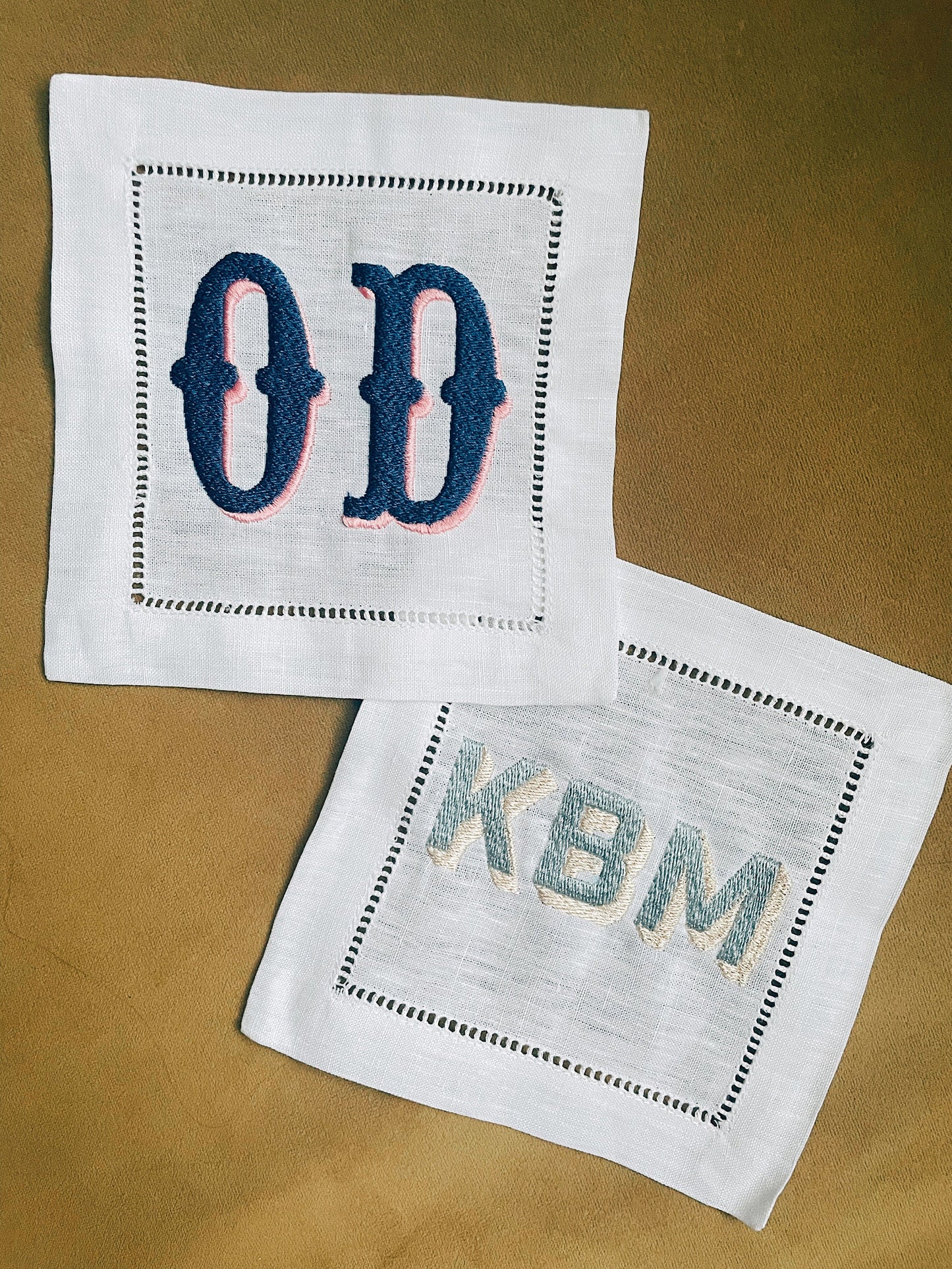 Two Letter Linen Cocktail Napkins - Western Shadow