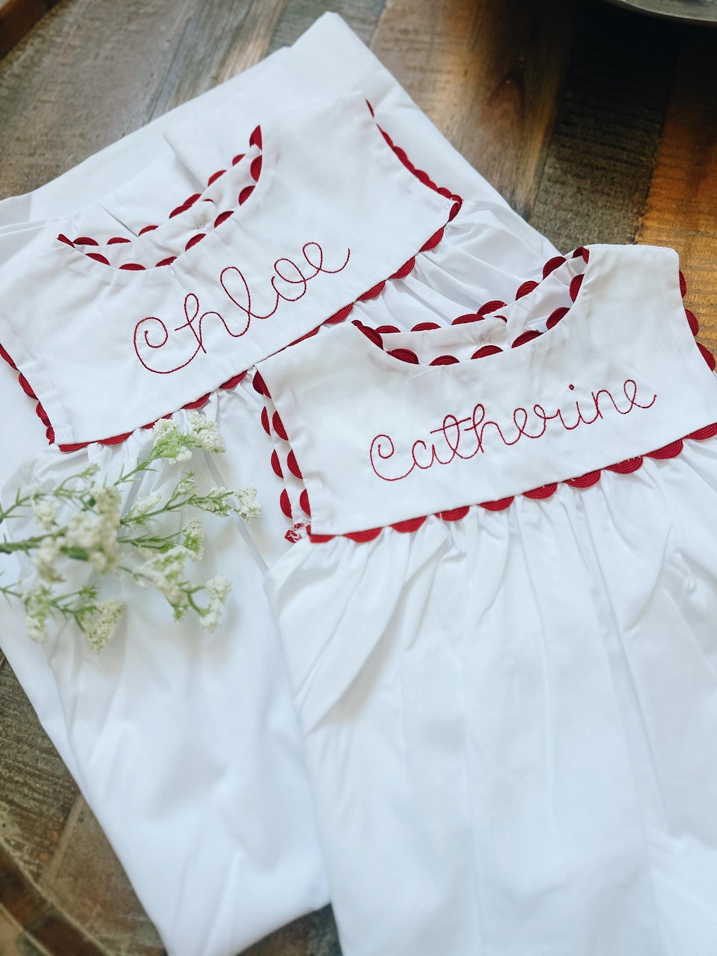 Red Scallop Trim Toddler Dress