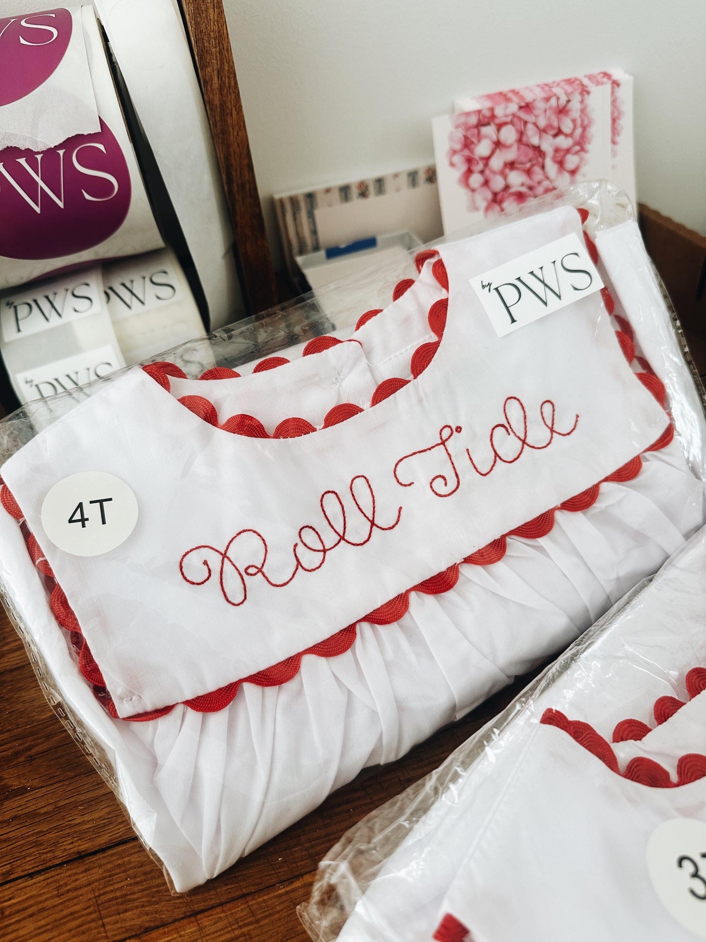 Red Scallop Trim Toddler Dress