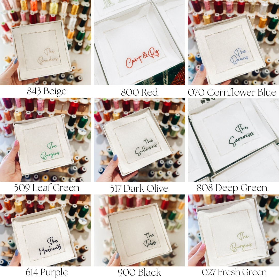 Simple Last Name Linen Cocktail Napkins